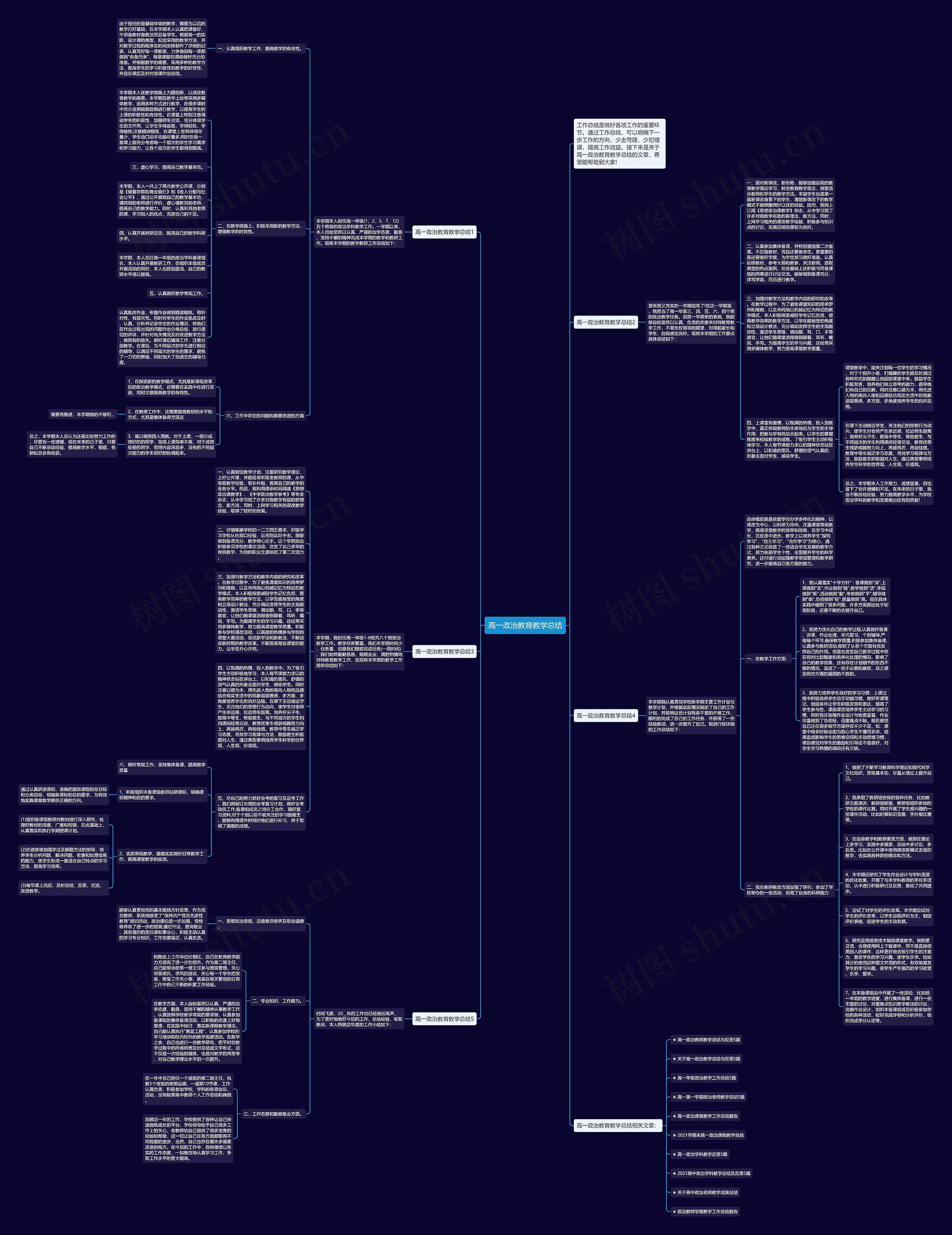 高一政治教育教学总结思维导图