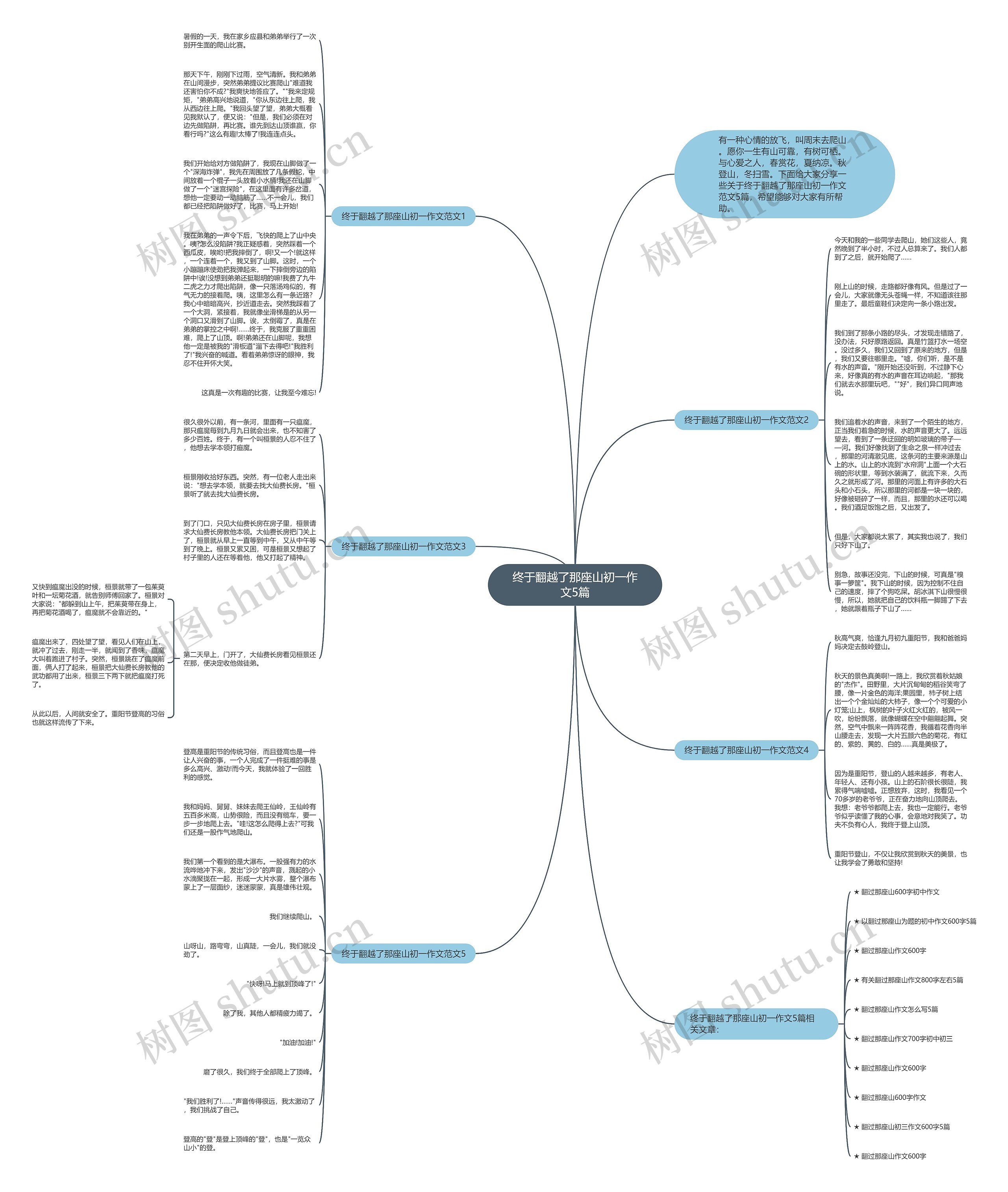 终于翻越了那座山初一作文5篇思维导图