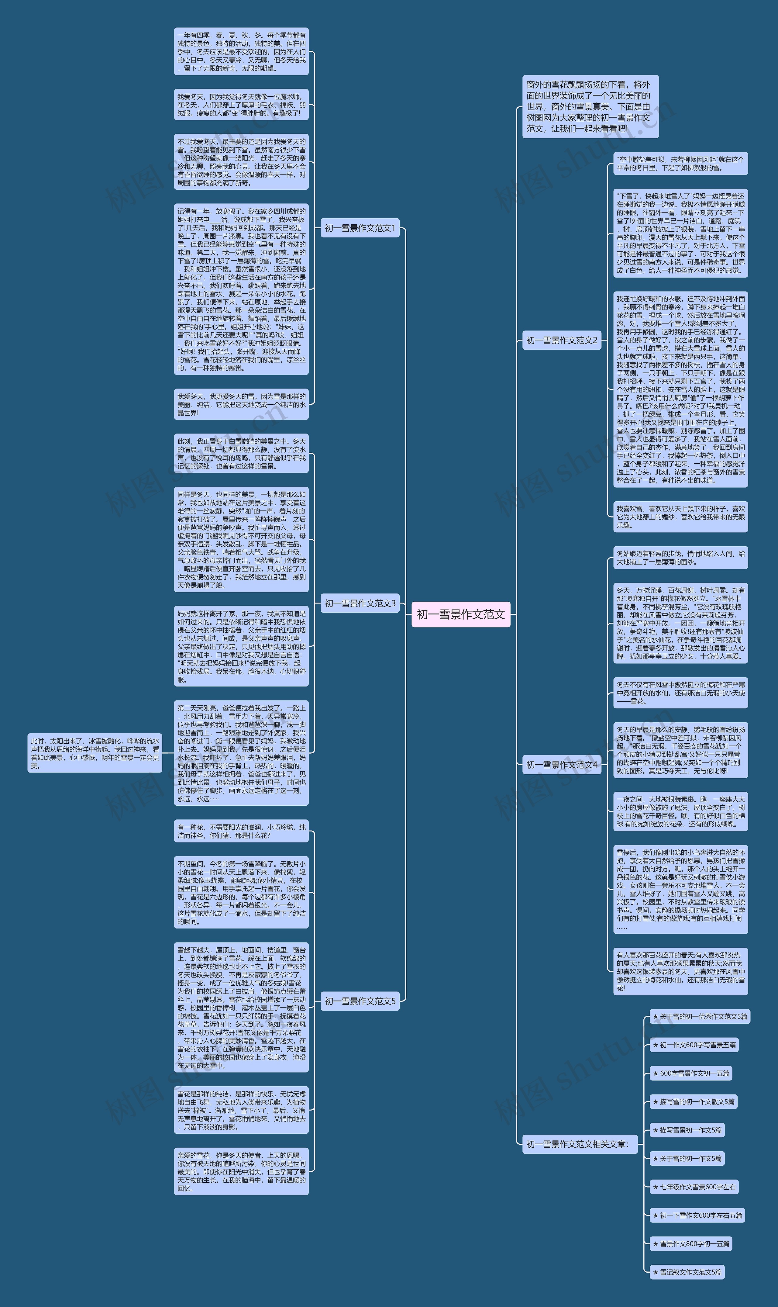 初一雪景作文范文思维导图