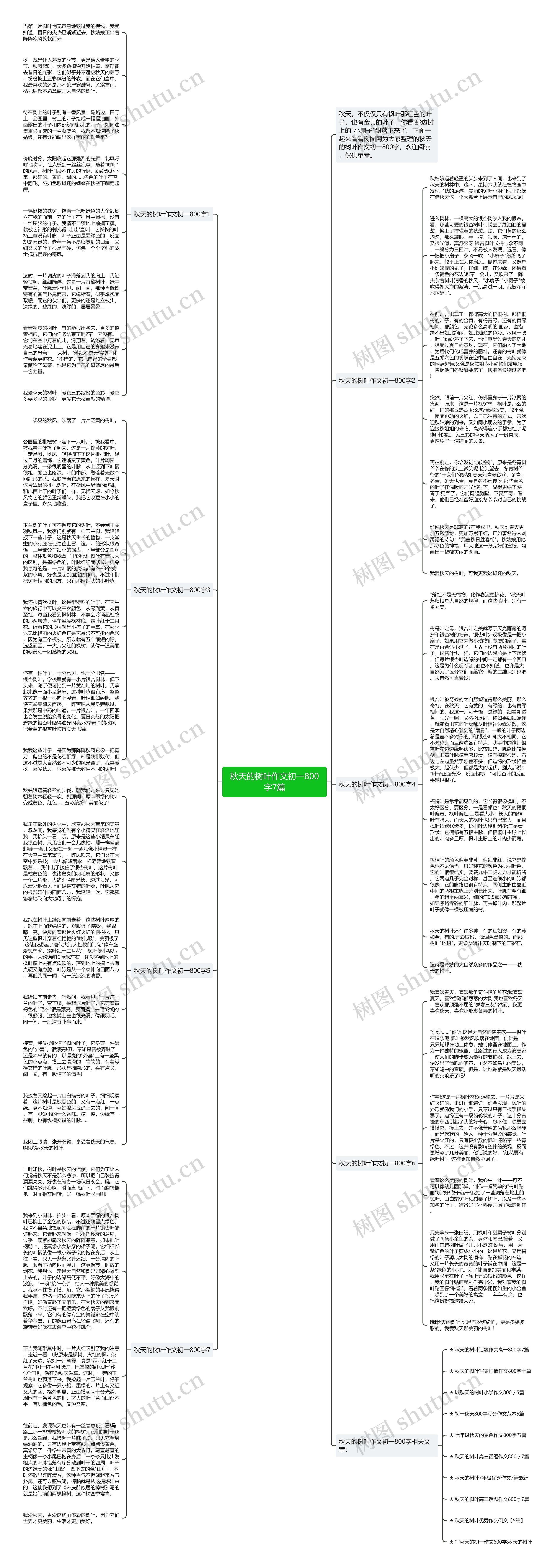 秋天的树叶作文初一800字7篇思维导图
