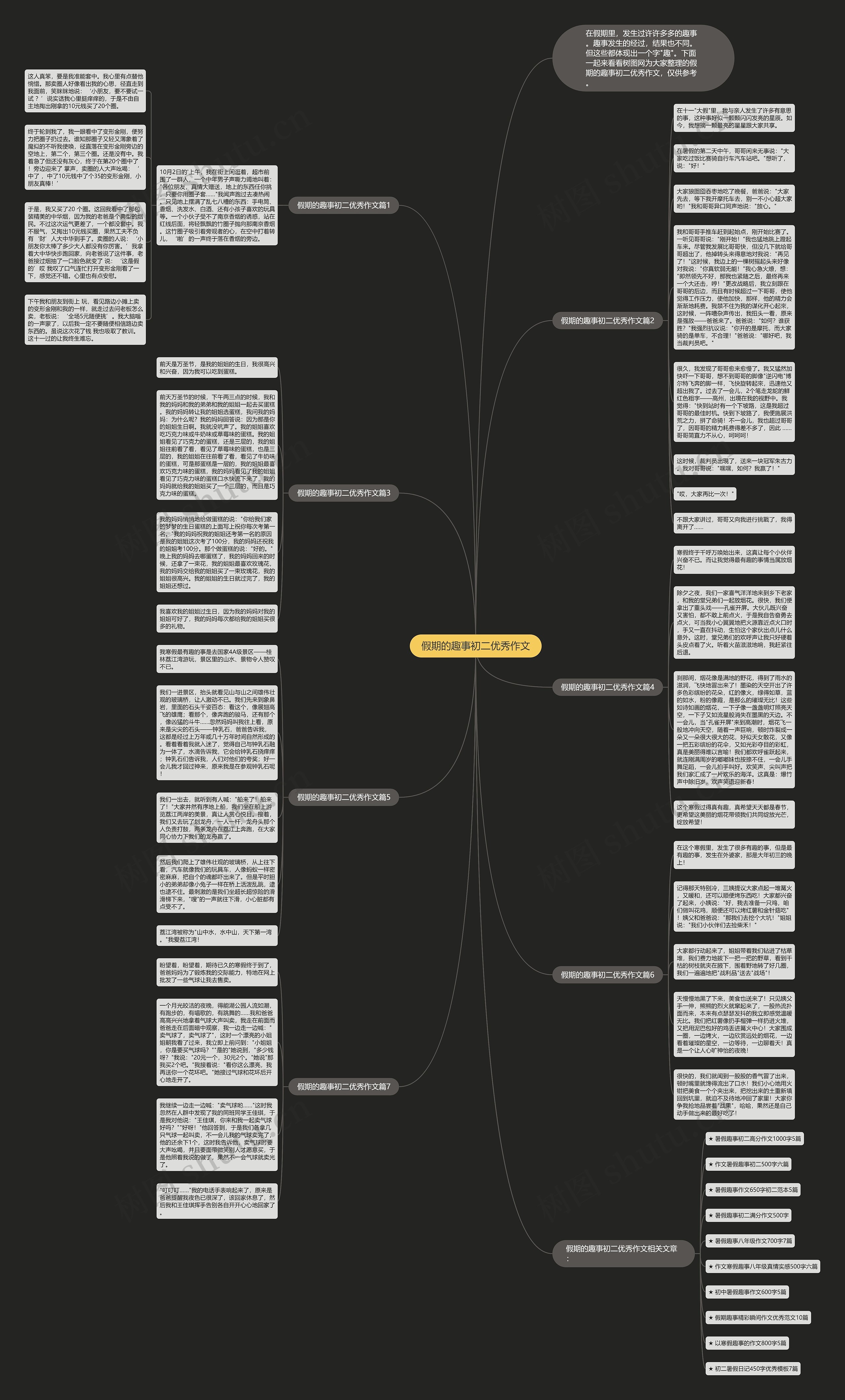 假期的趣事初二优秀作文思维导图