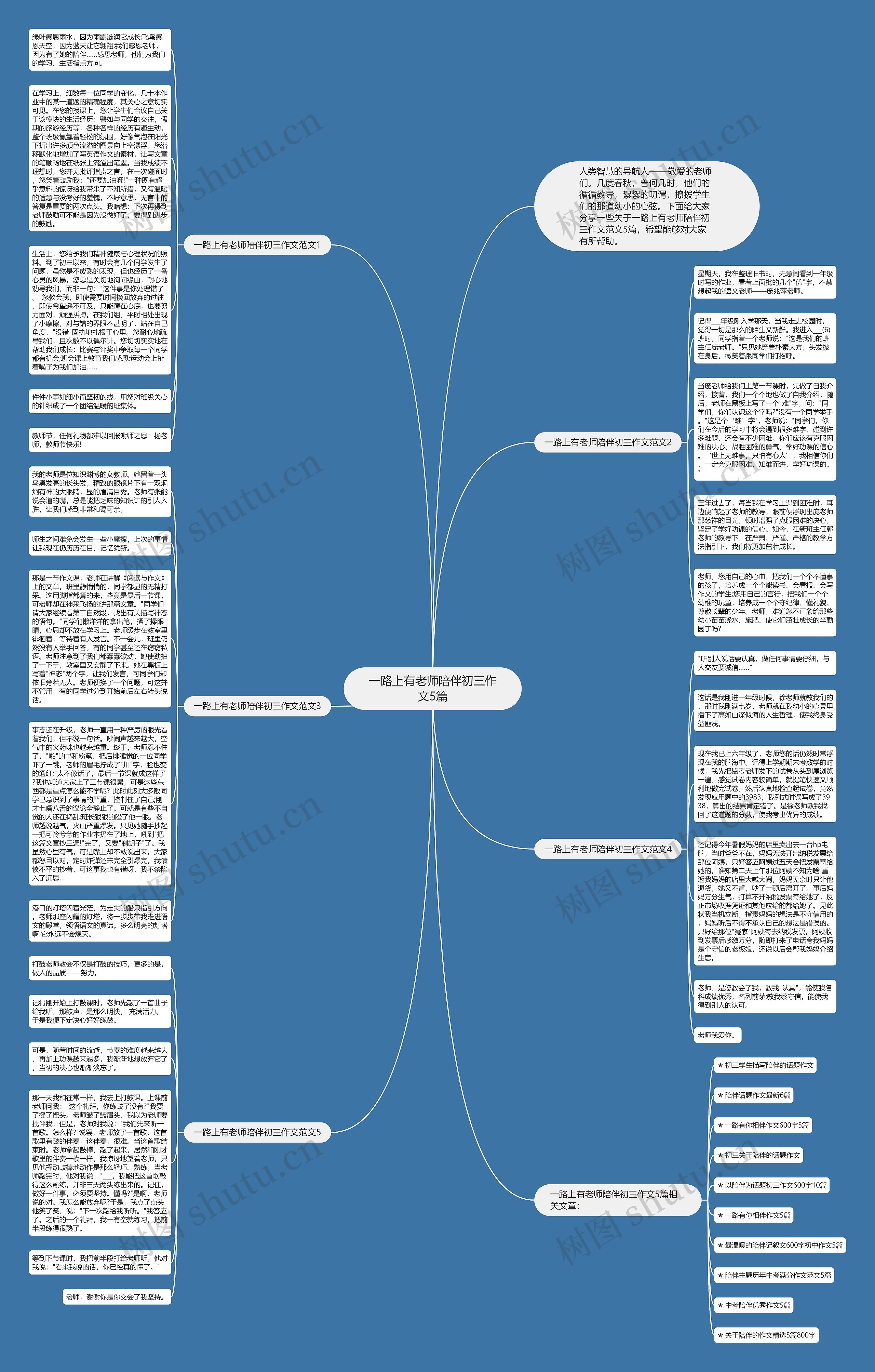 一路上有老师陪伴初三作文5篇思维导图