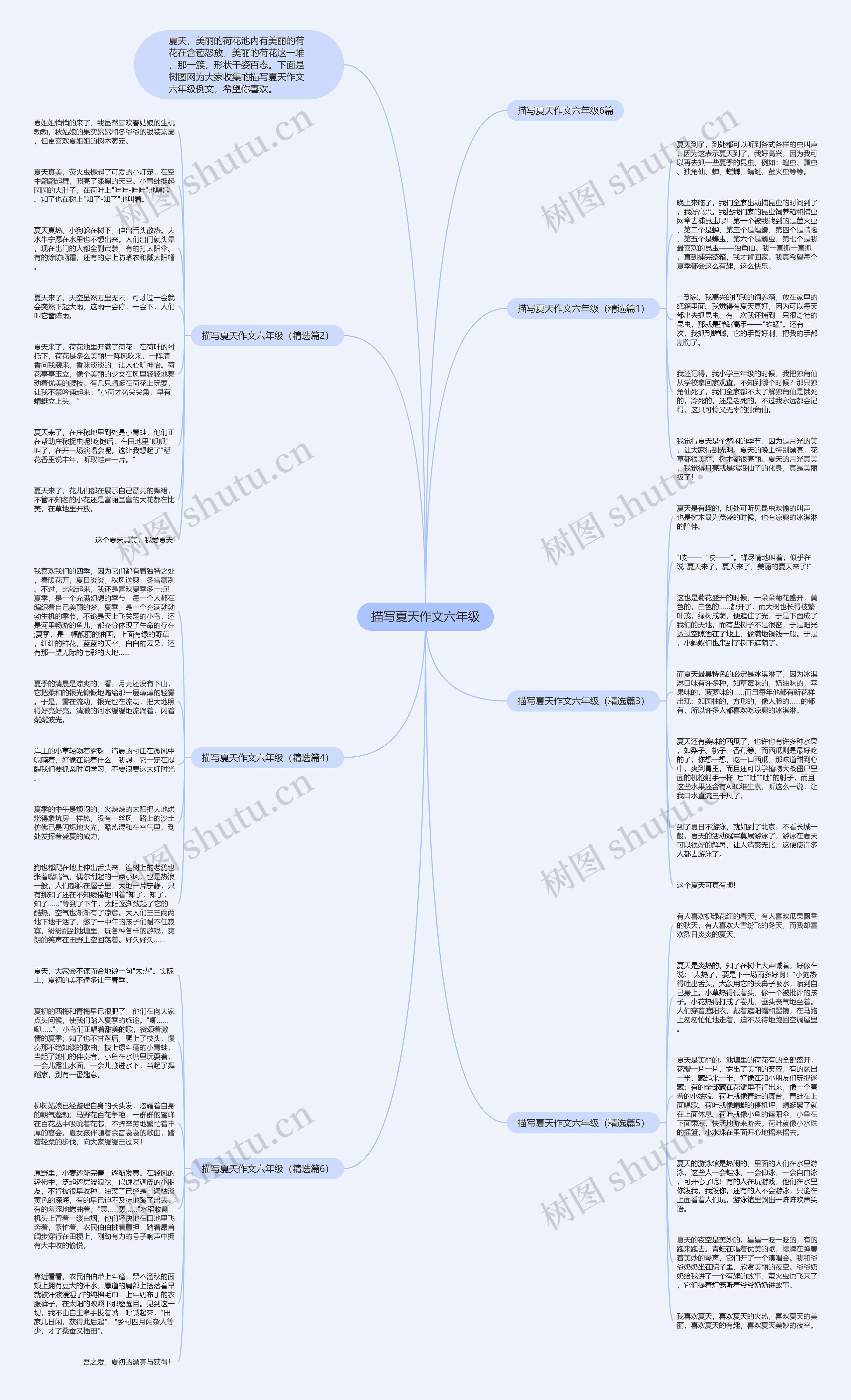 描写夏天作文六年级思维导图