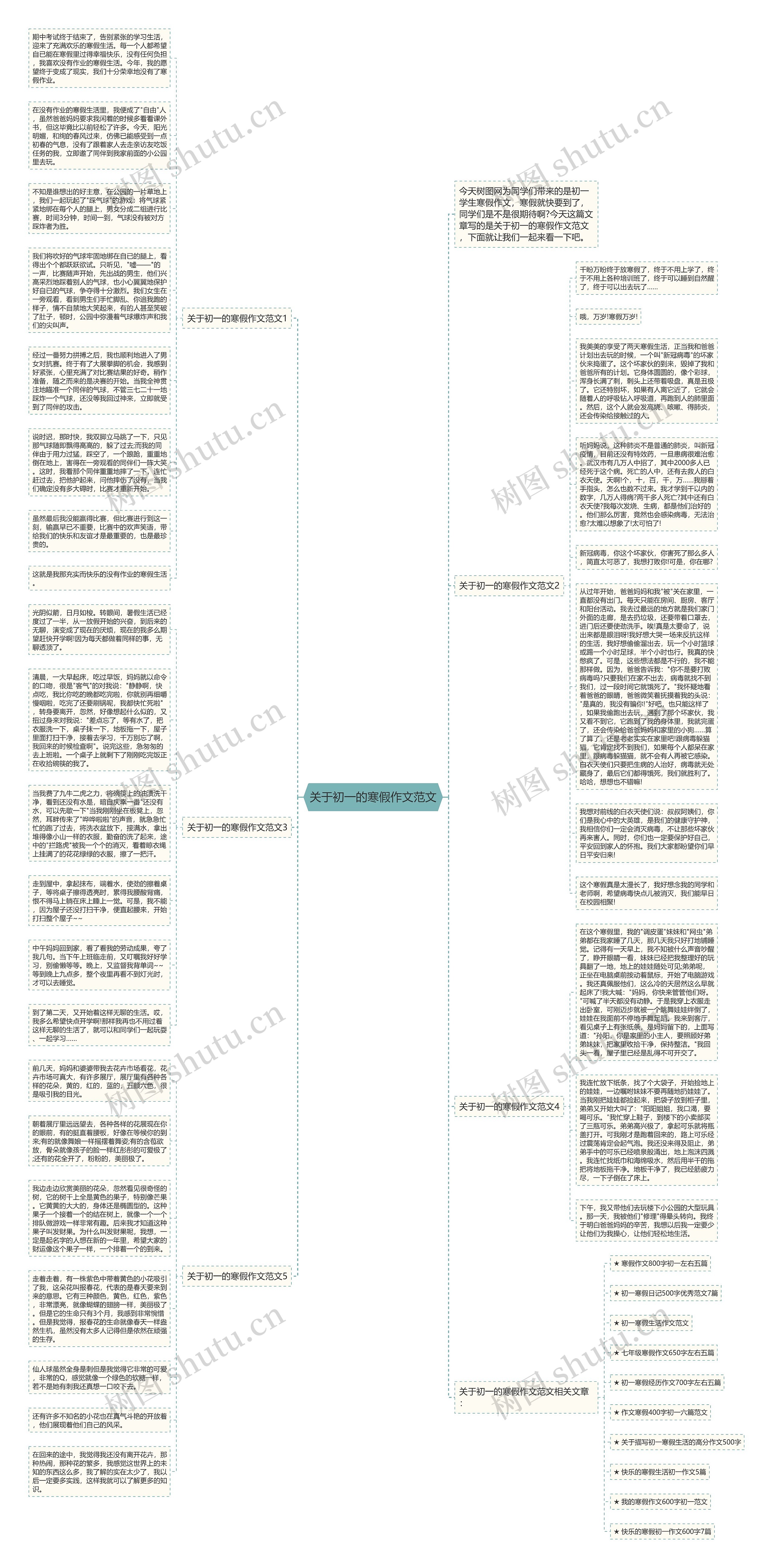 关于初一的寒假作文范文思维导图
