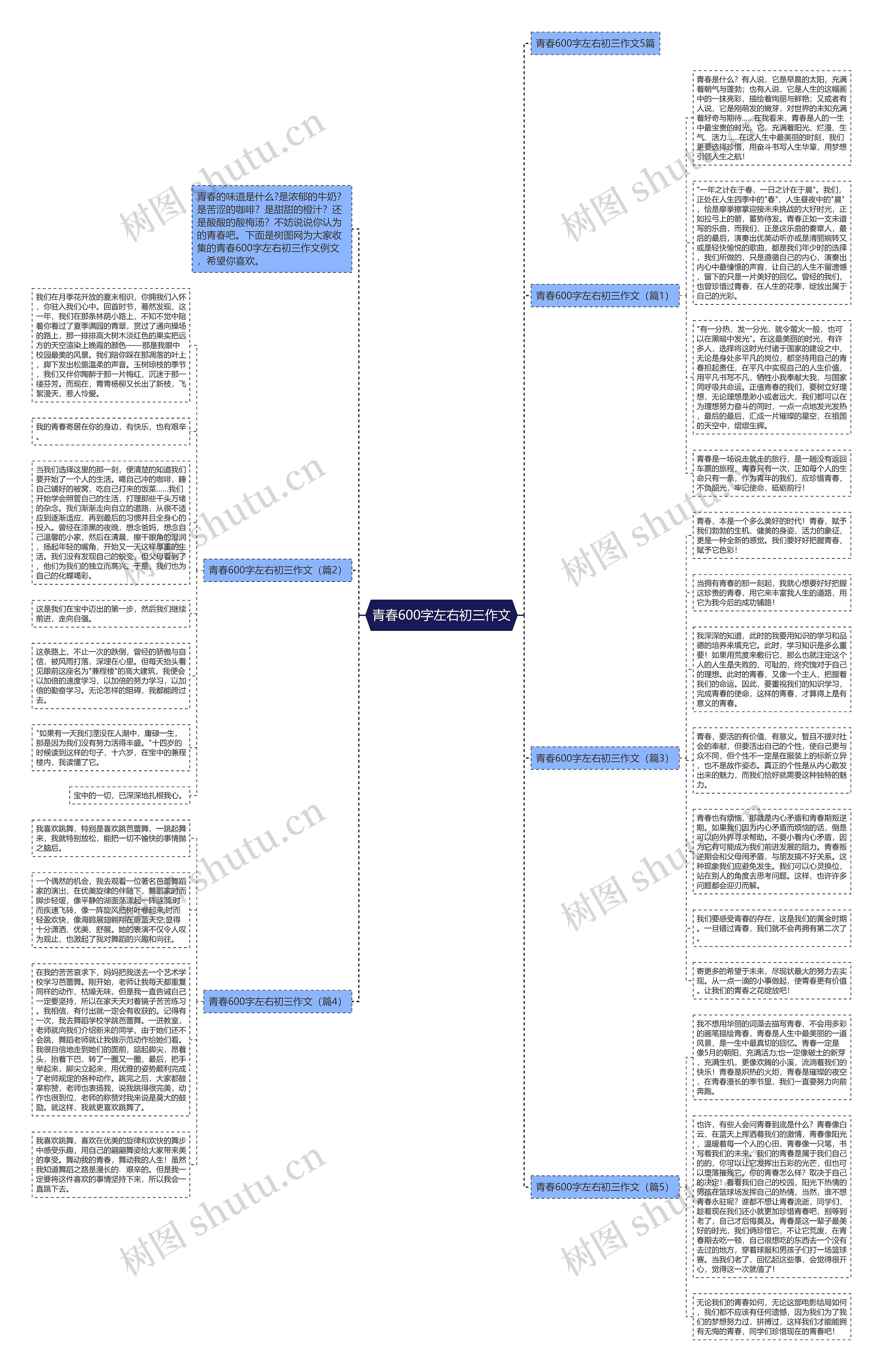 青春600字左右初三作文思维导图