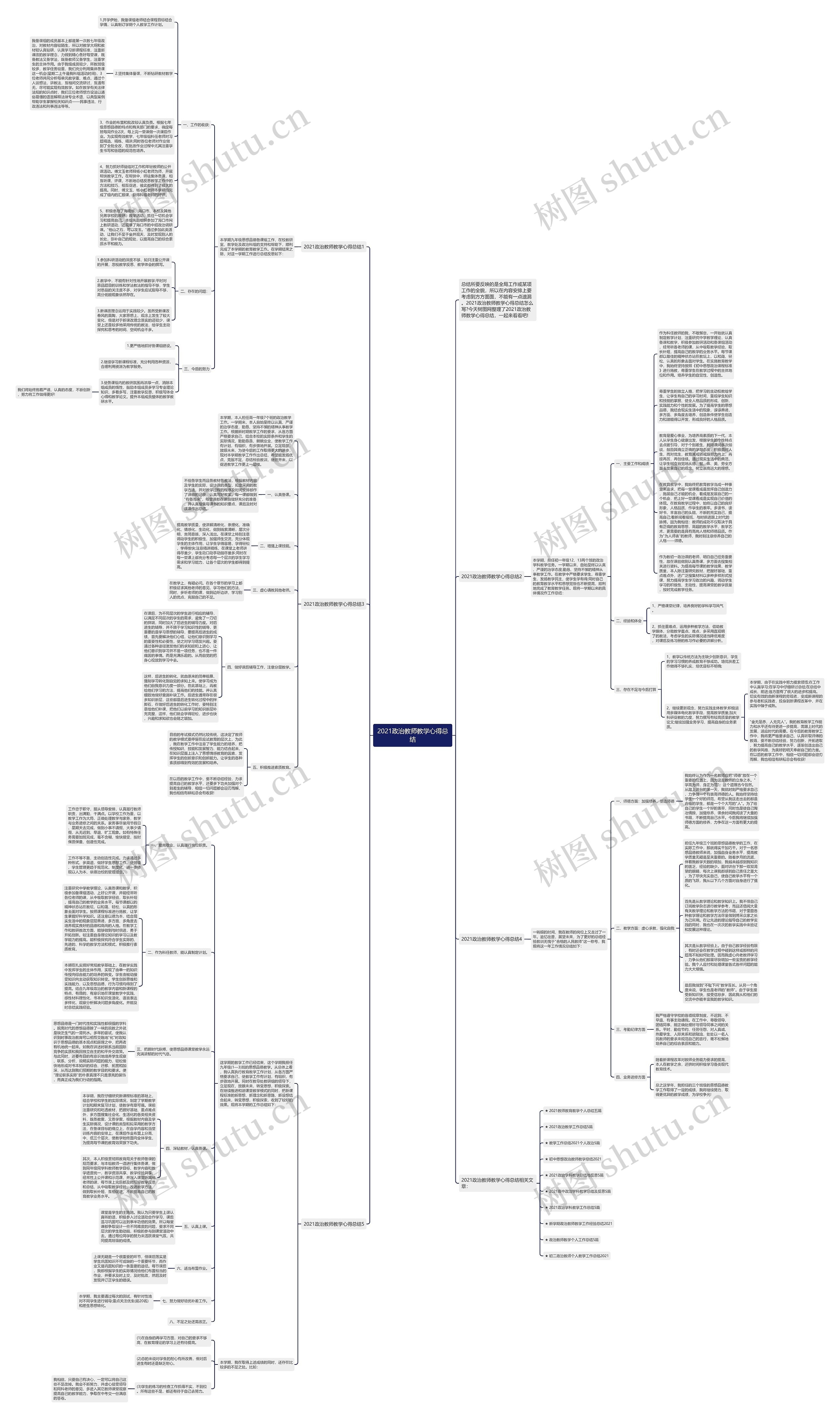 2021政治教师教学心得总结思维导图
