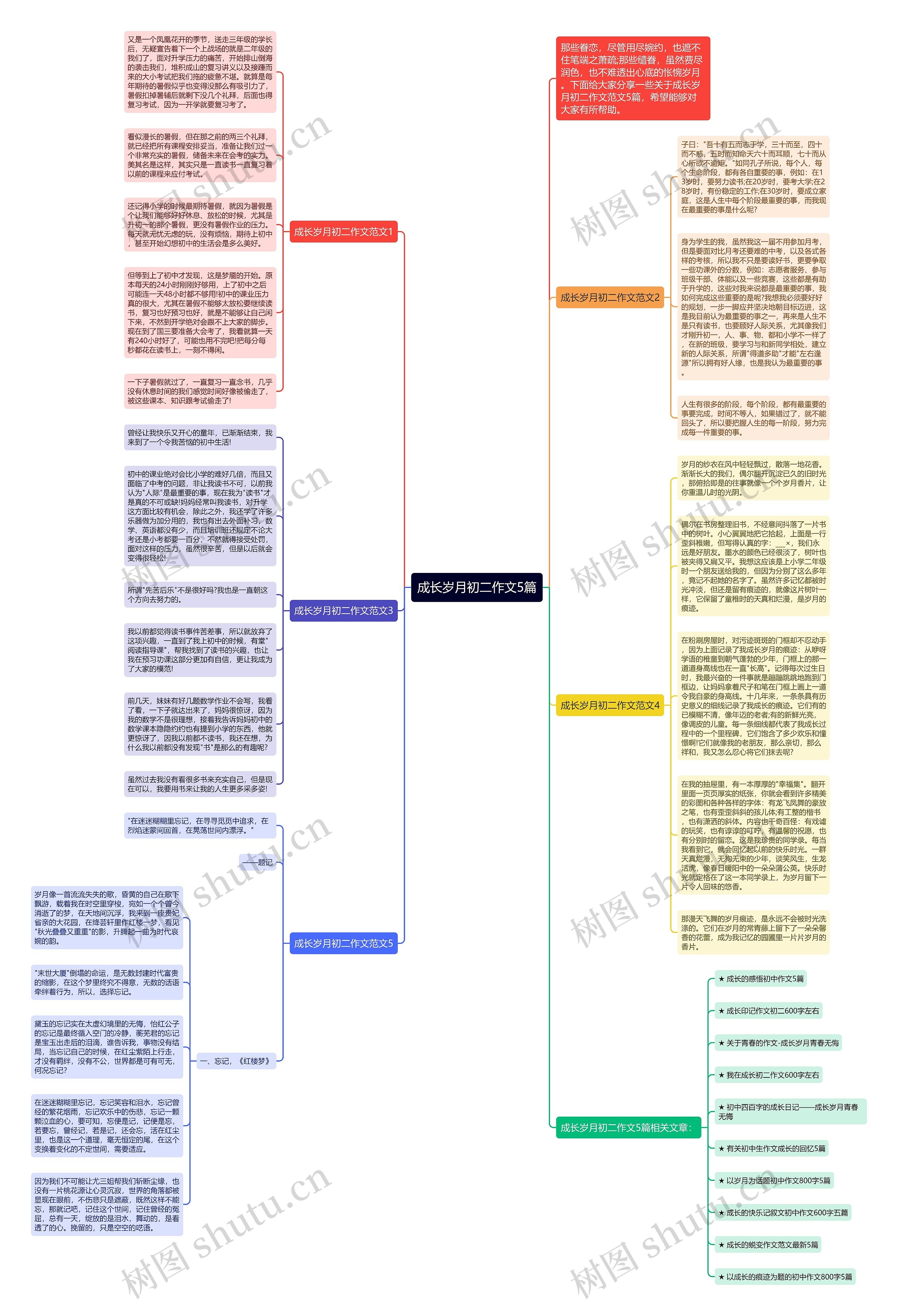 成长岁月初二作文5篇思维导图