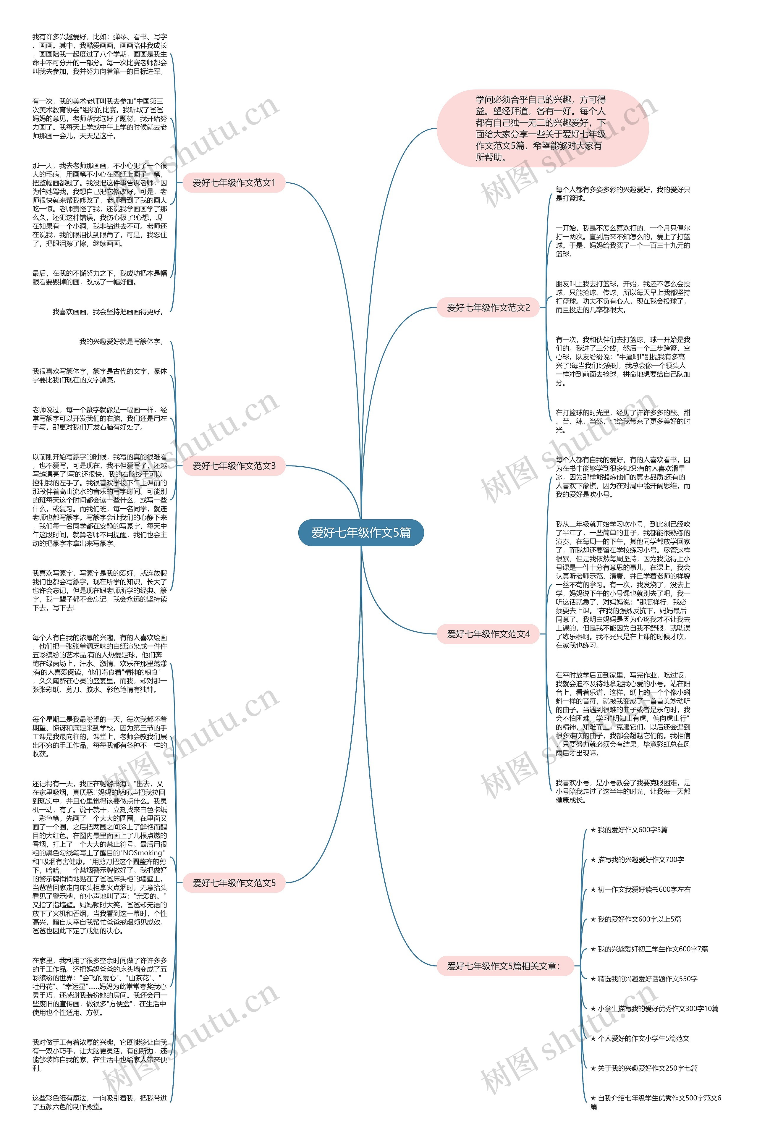 爱好七年级作文5篇思维导图