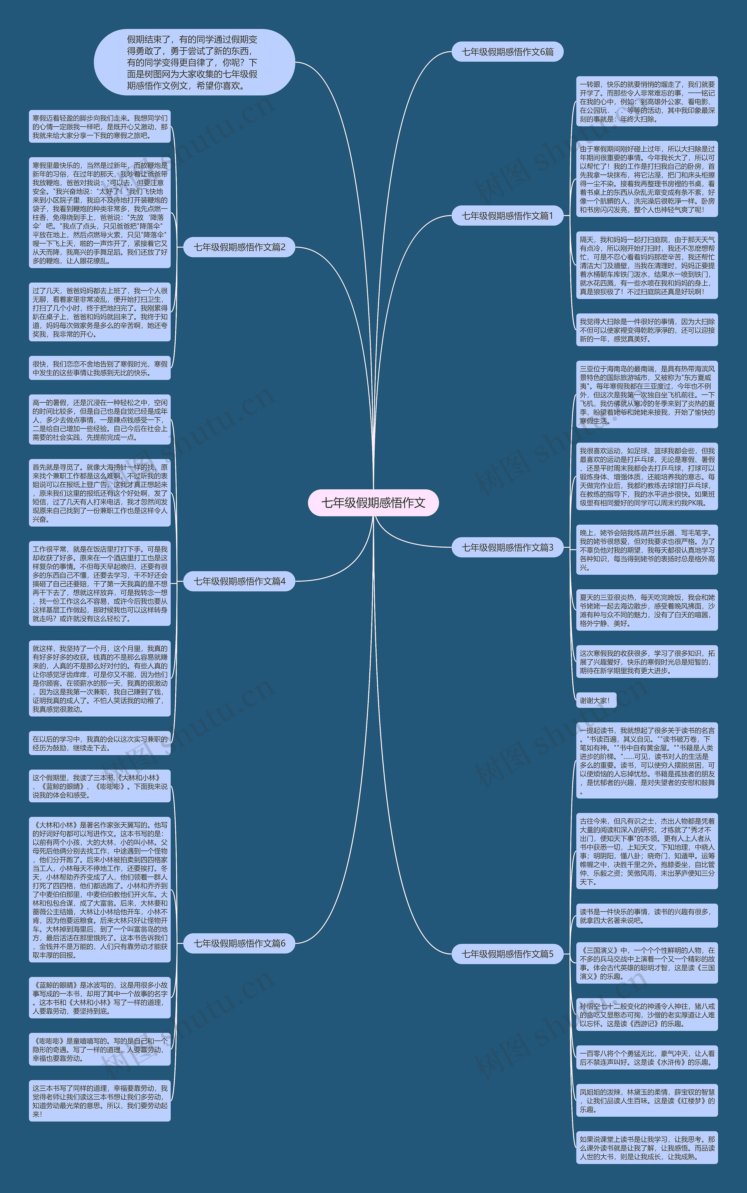 七年级假期感悟作文思维导图