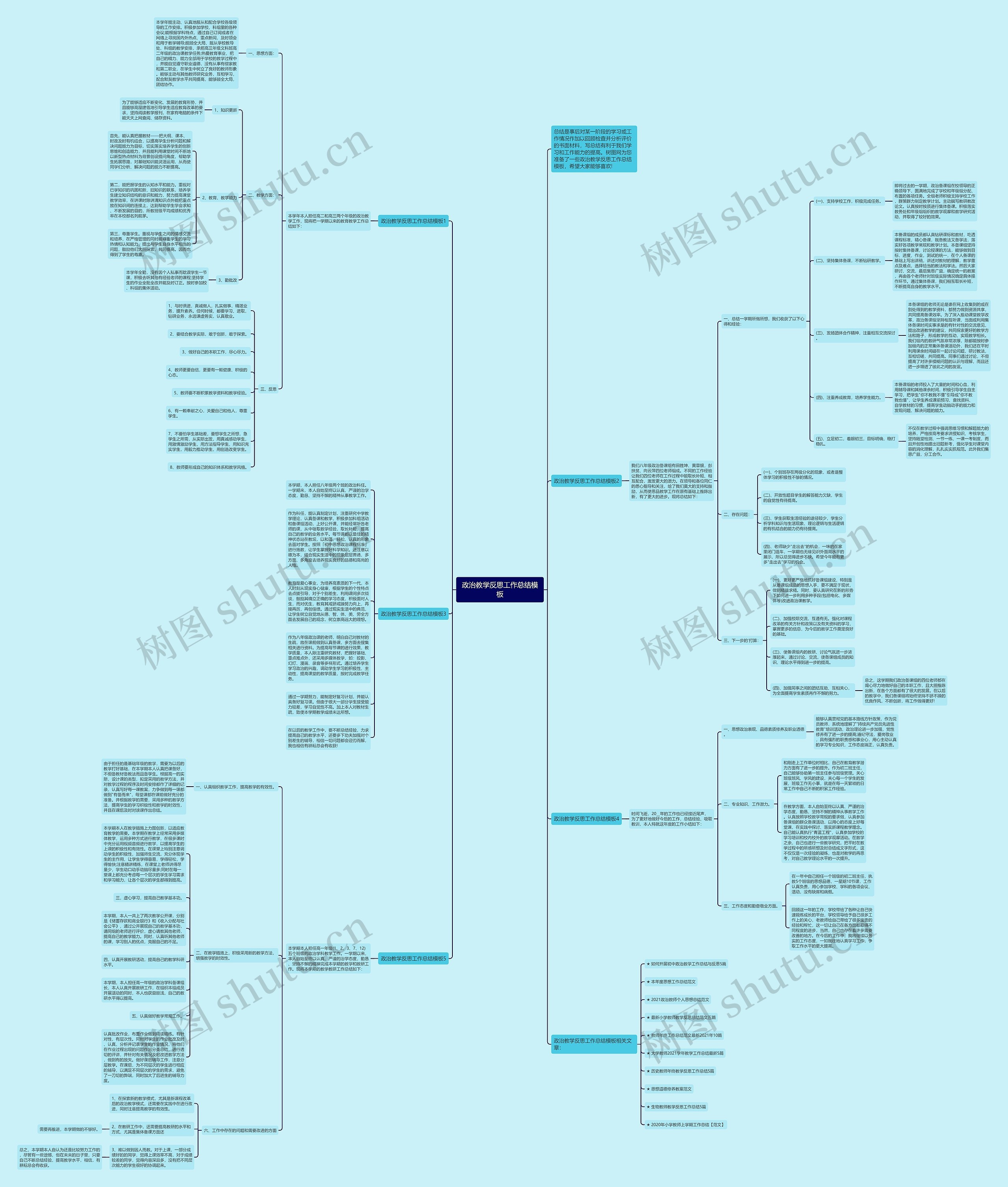 政治教学反思工作总结思维导图