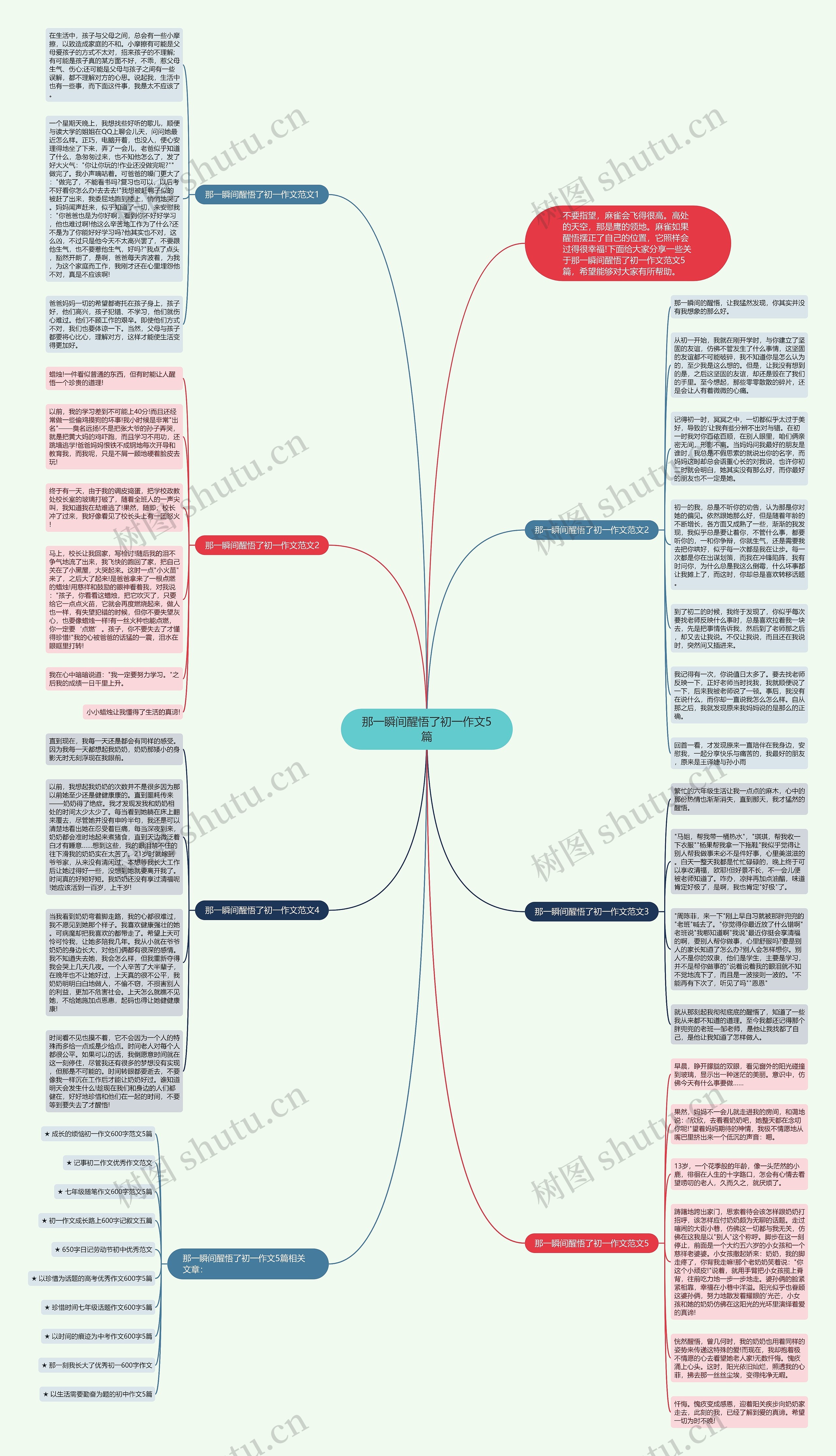 那一瞬间醒悟了初一作文5篇思维导图
