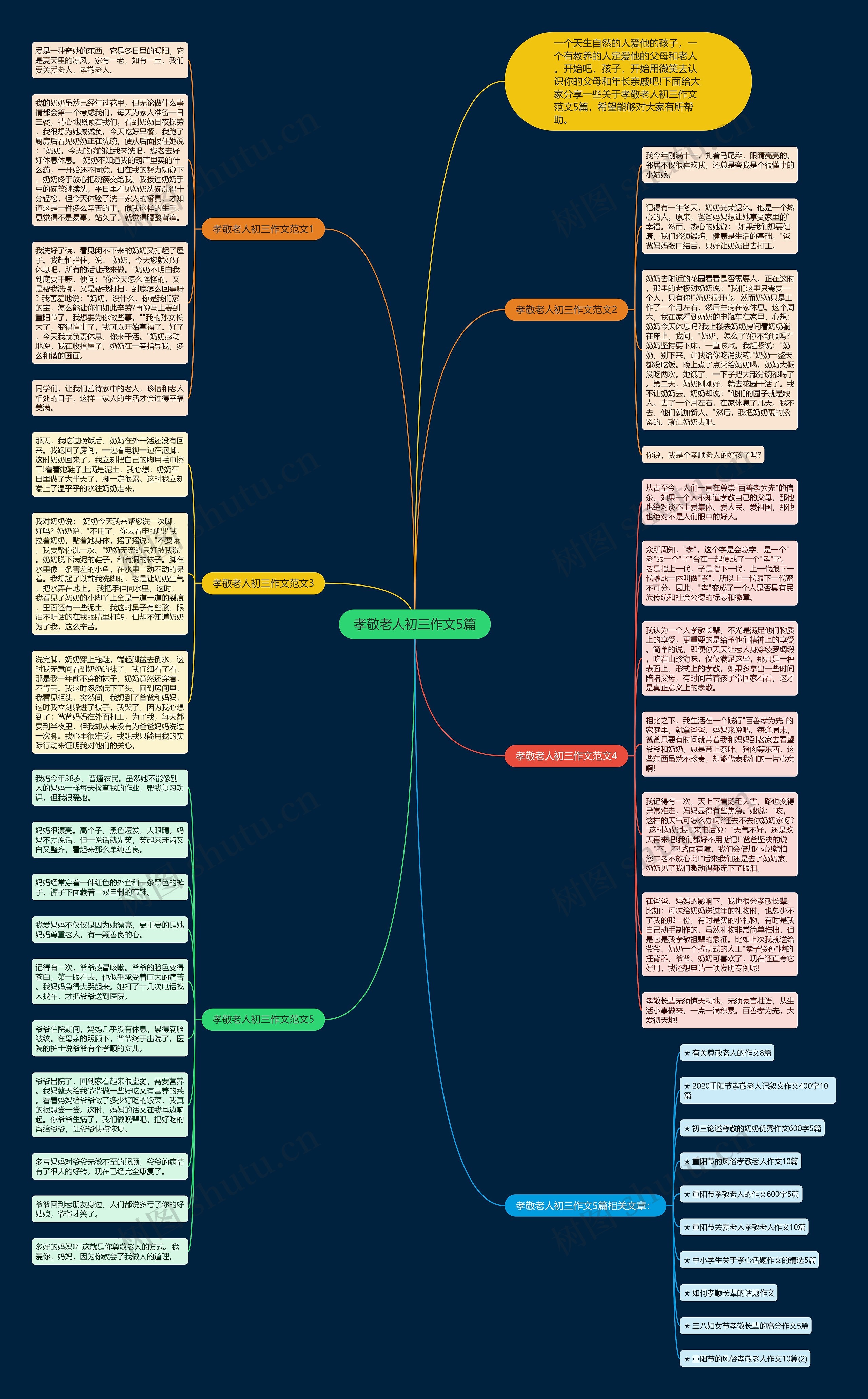 孝敬老人初三作文5篇思维导图