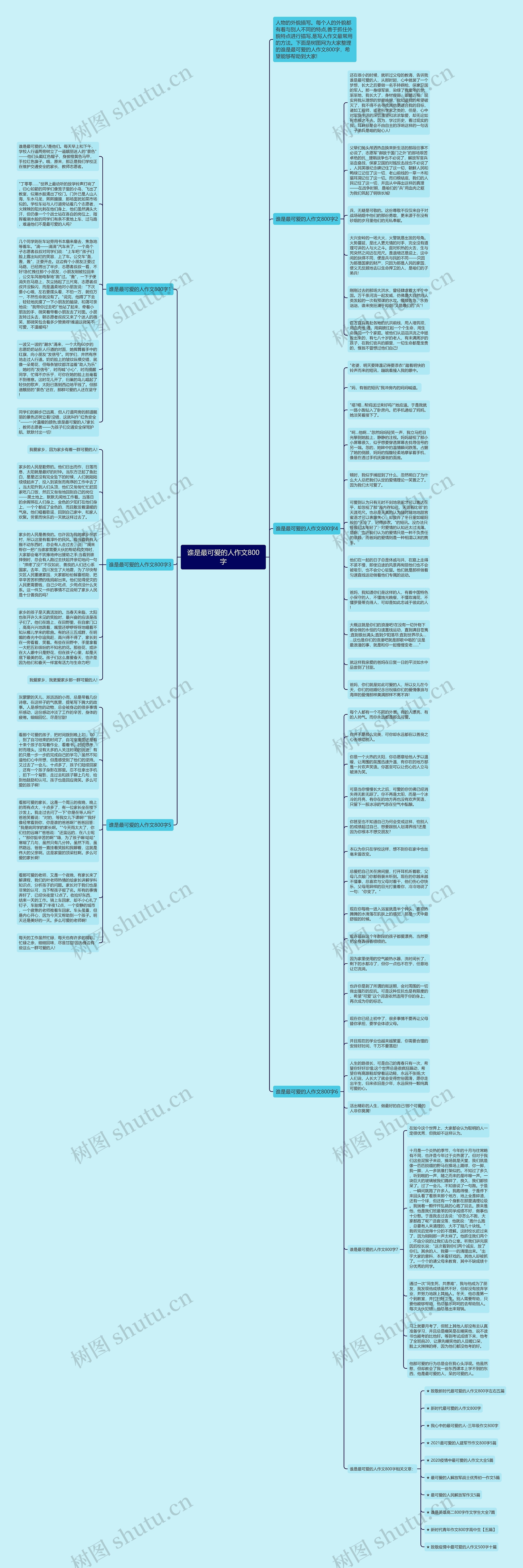 谁是最可爱的人作文800字思维导图