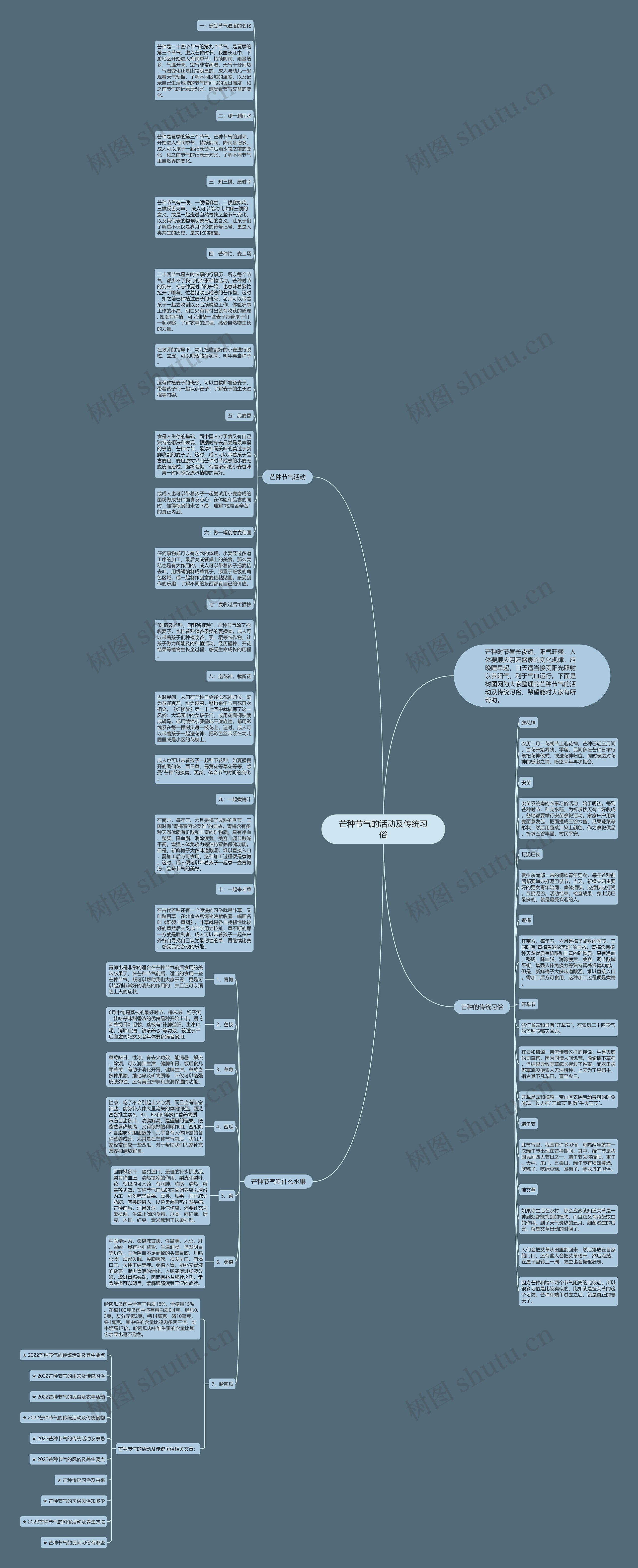 芒种节气的活动及传统习俗思维导图