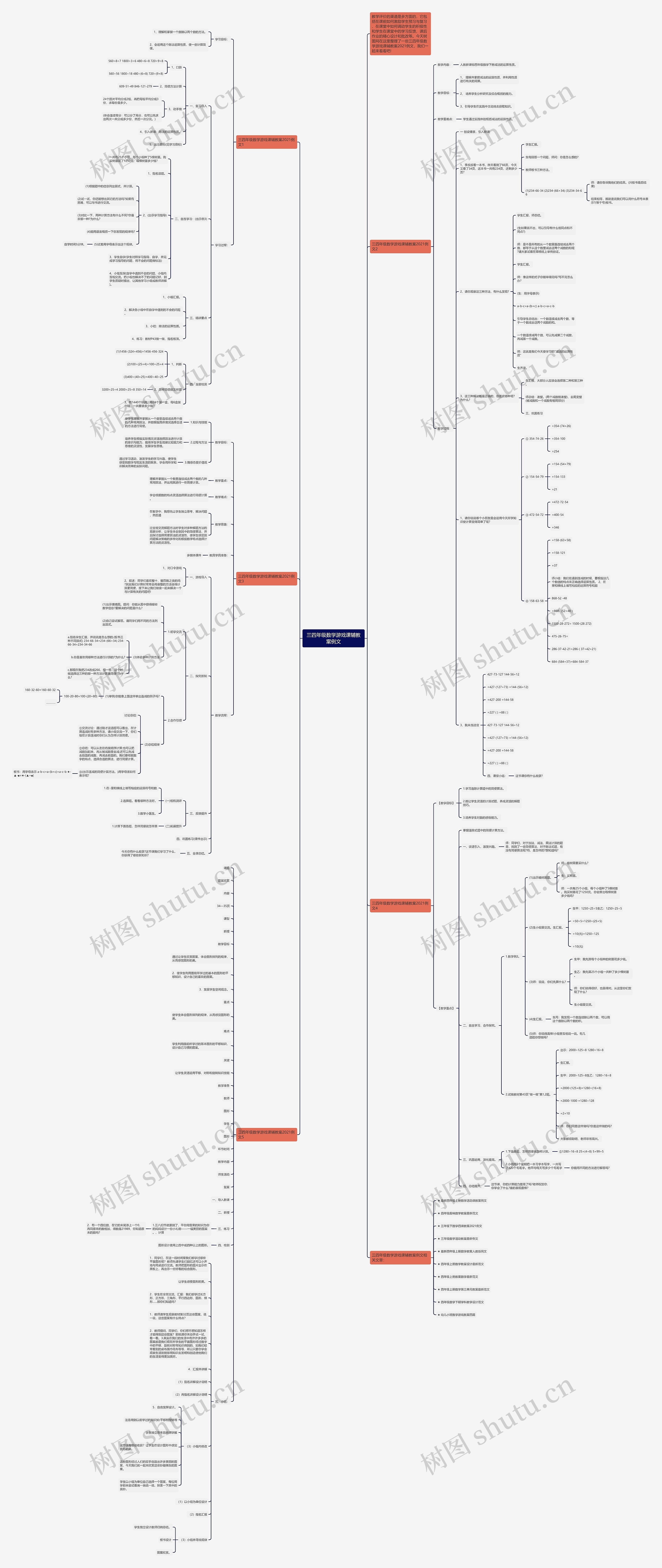 三四年级数学游戏课辅教案例文思维导图