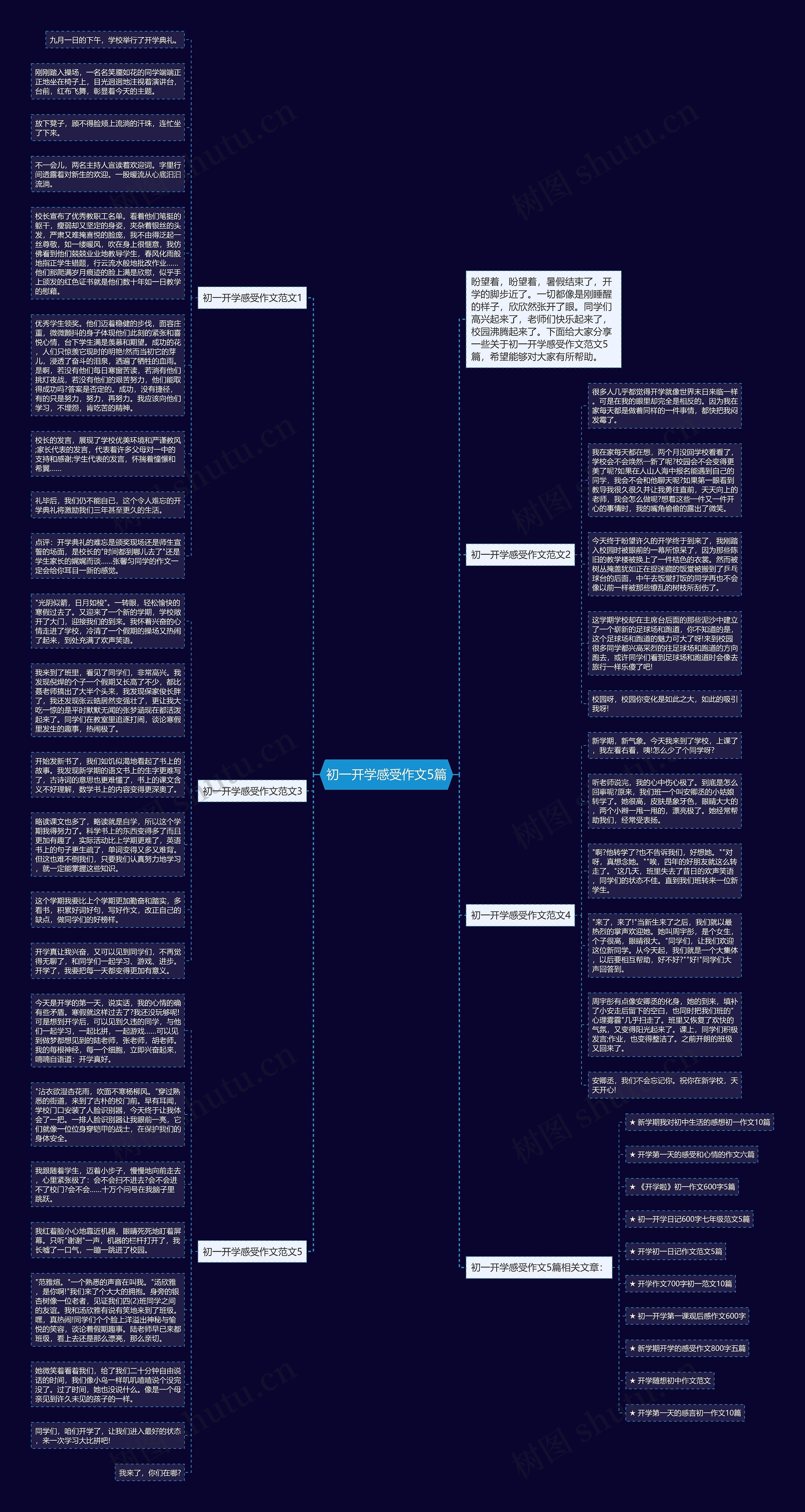 初一开学感受作文5篇思维导图