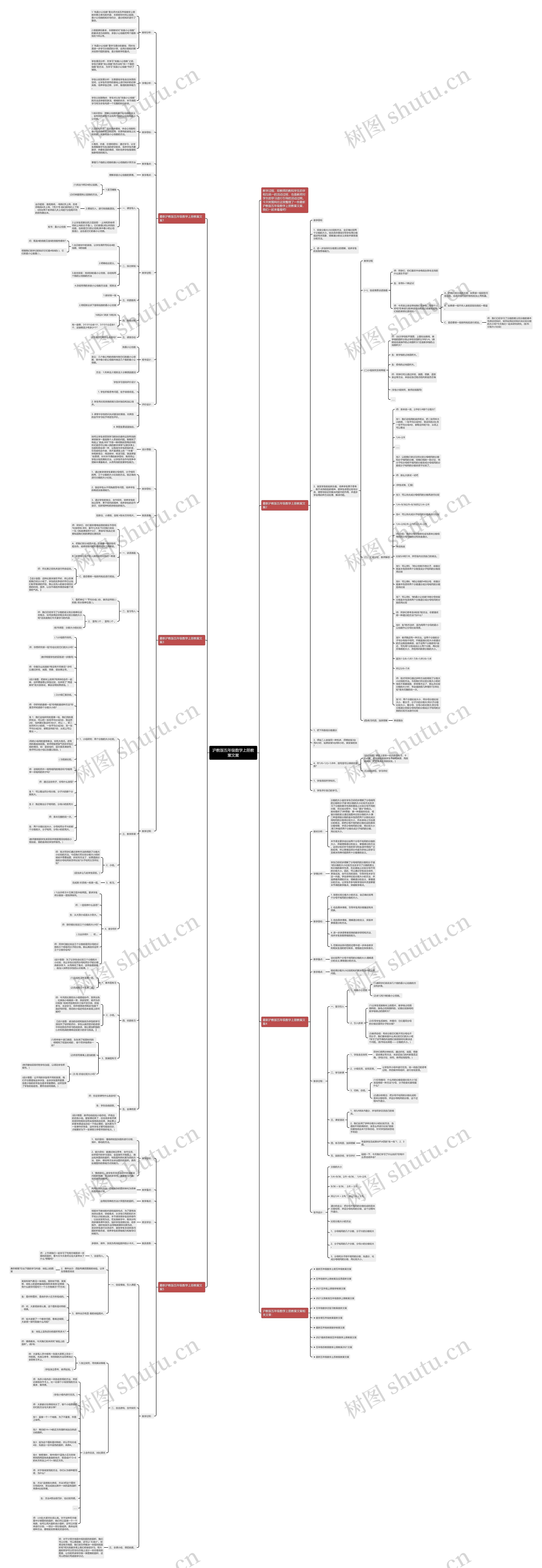 沪教版五年级数学上册教案文案思维导图