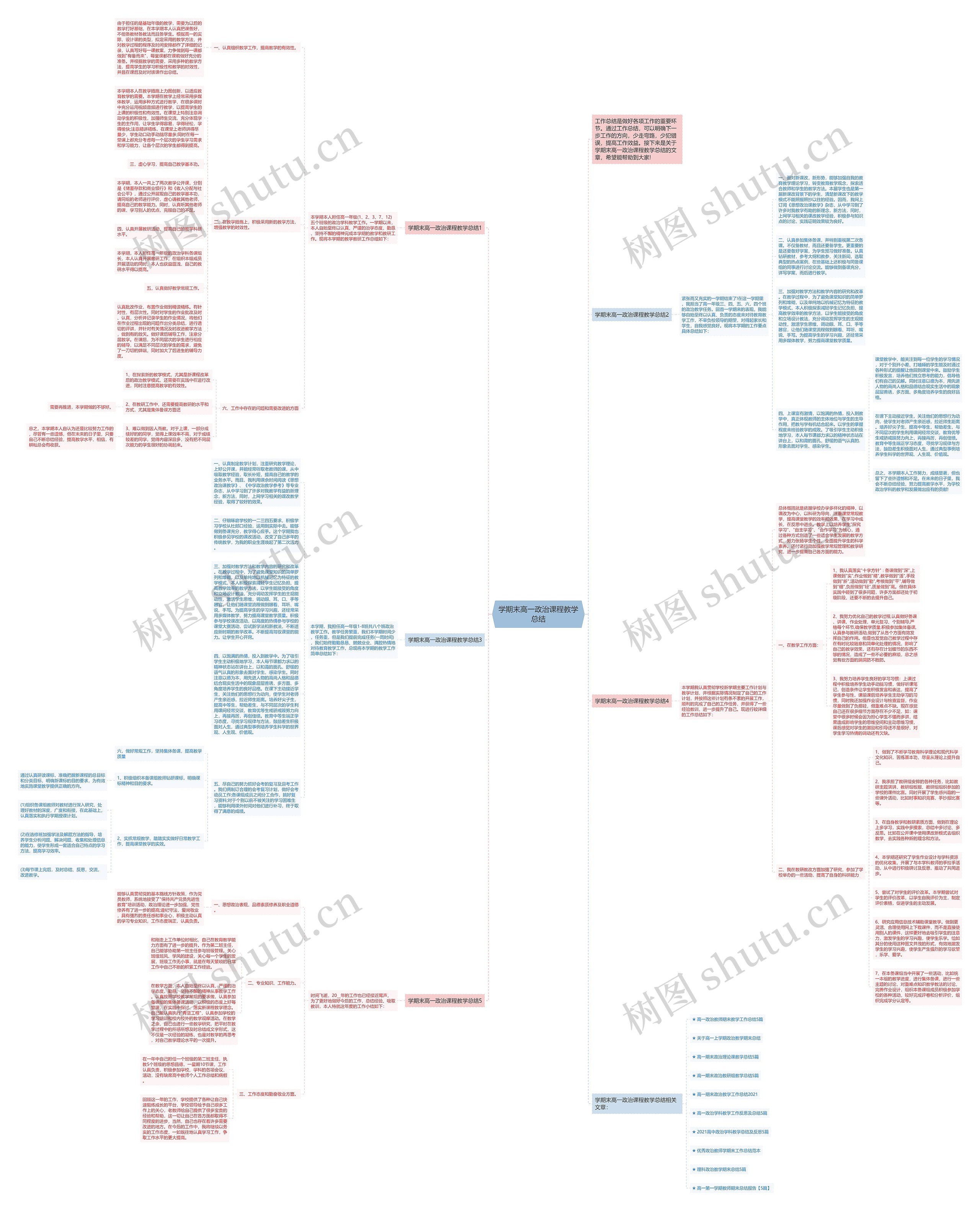 学期末高一政治课程教学总结思维导图