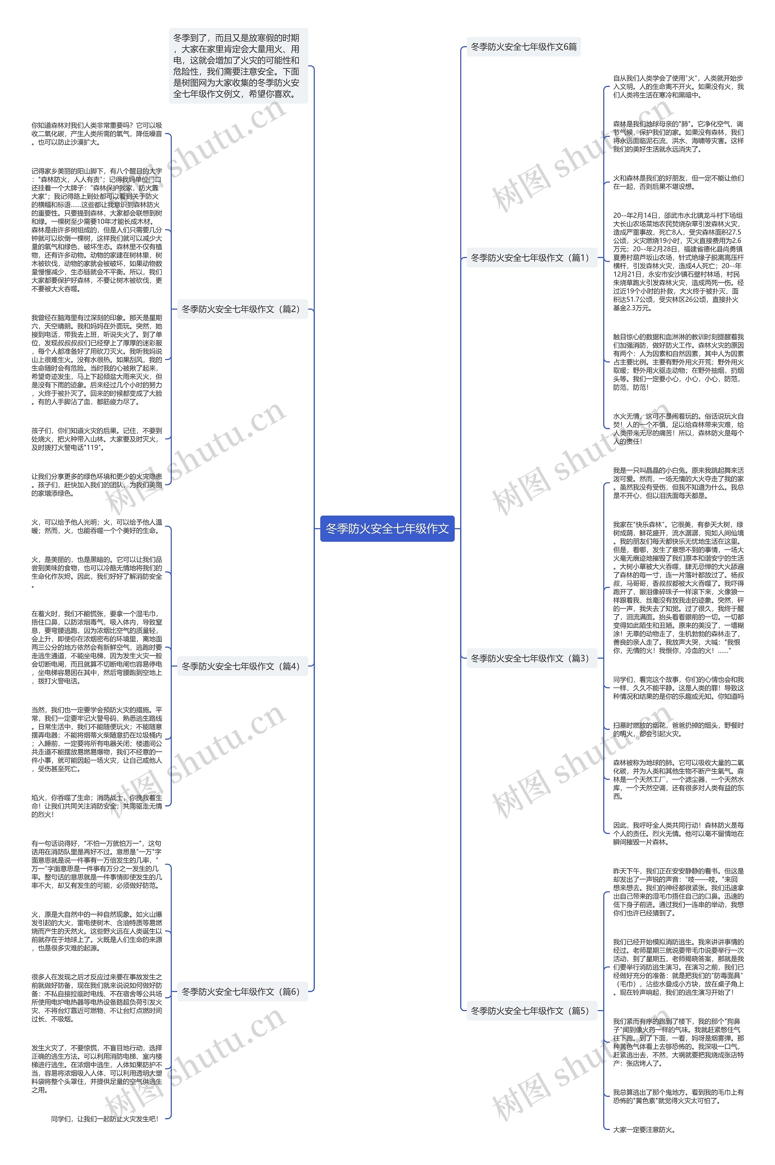 冬季防火安全七年级作文思维导图