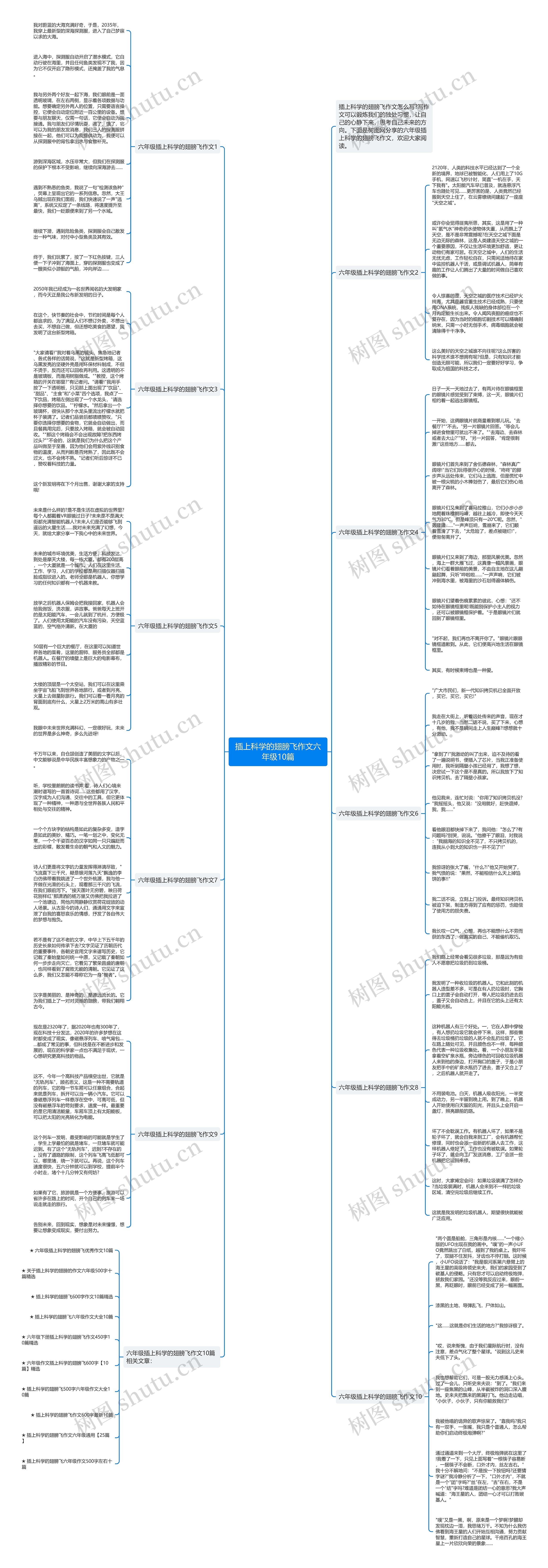 插上科学的翅膀飞作文六年级10篇思维导图