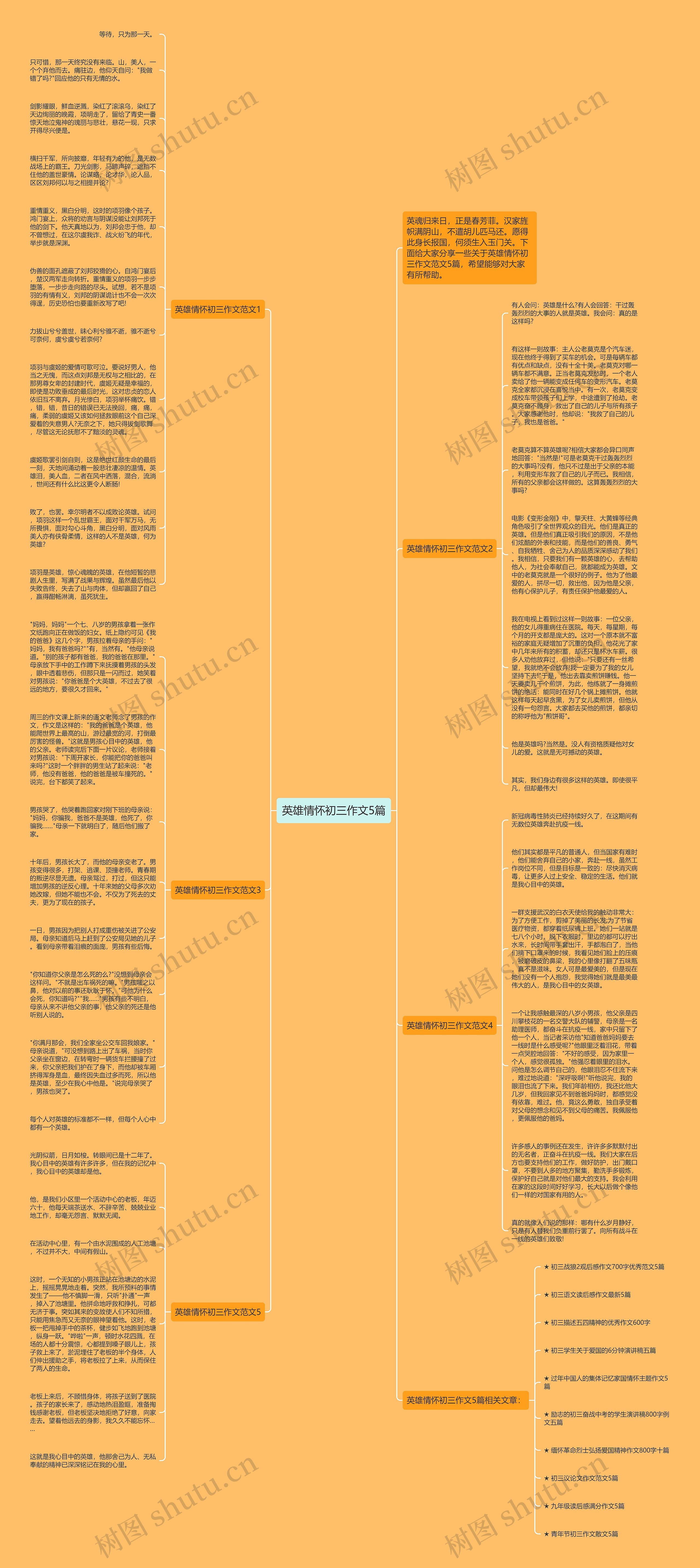 英雄情怀初三作文5篇思维导图