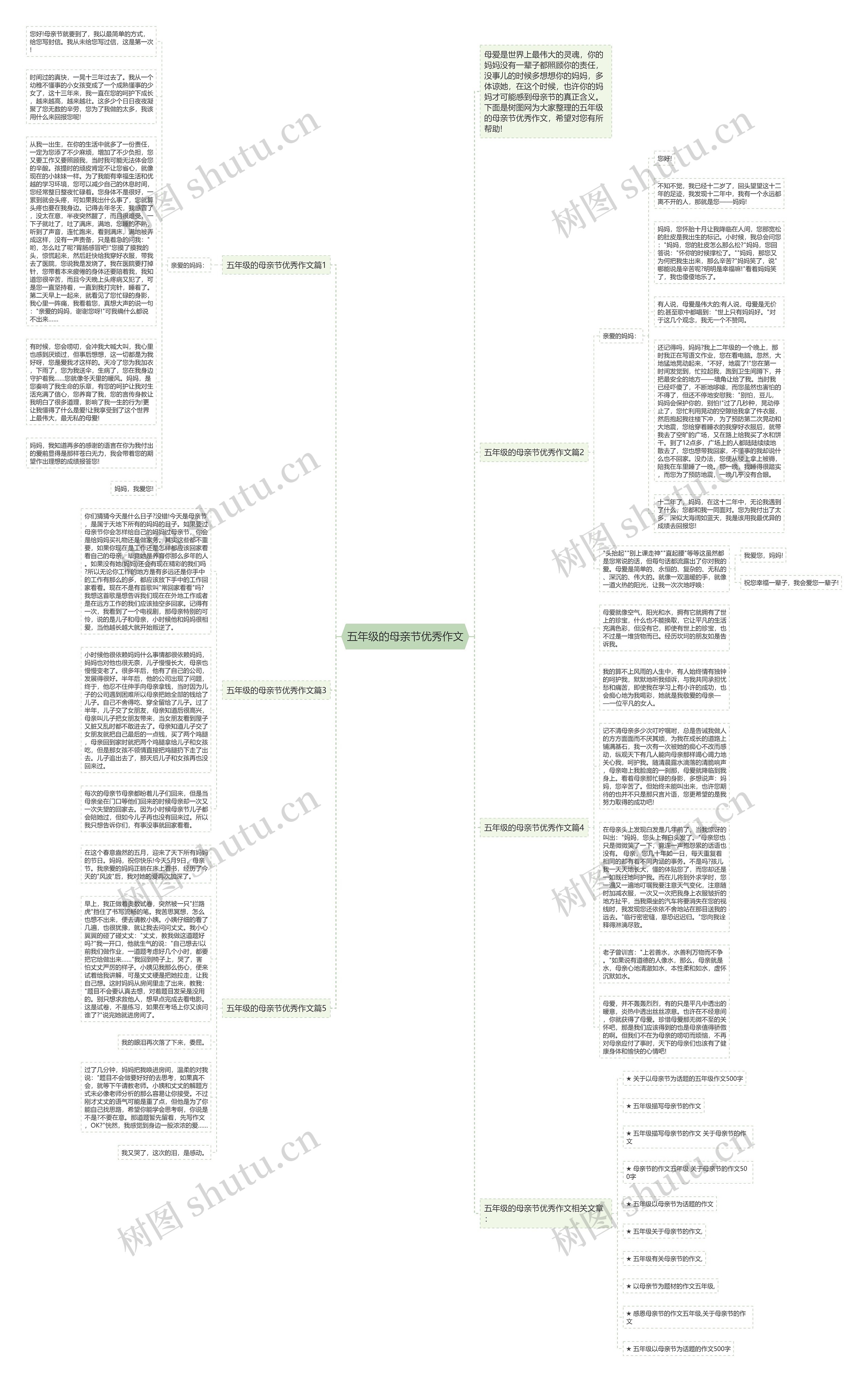 五年级的母亲节优秀作文思维导图