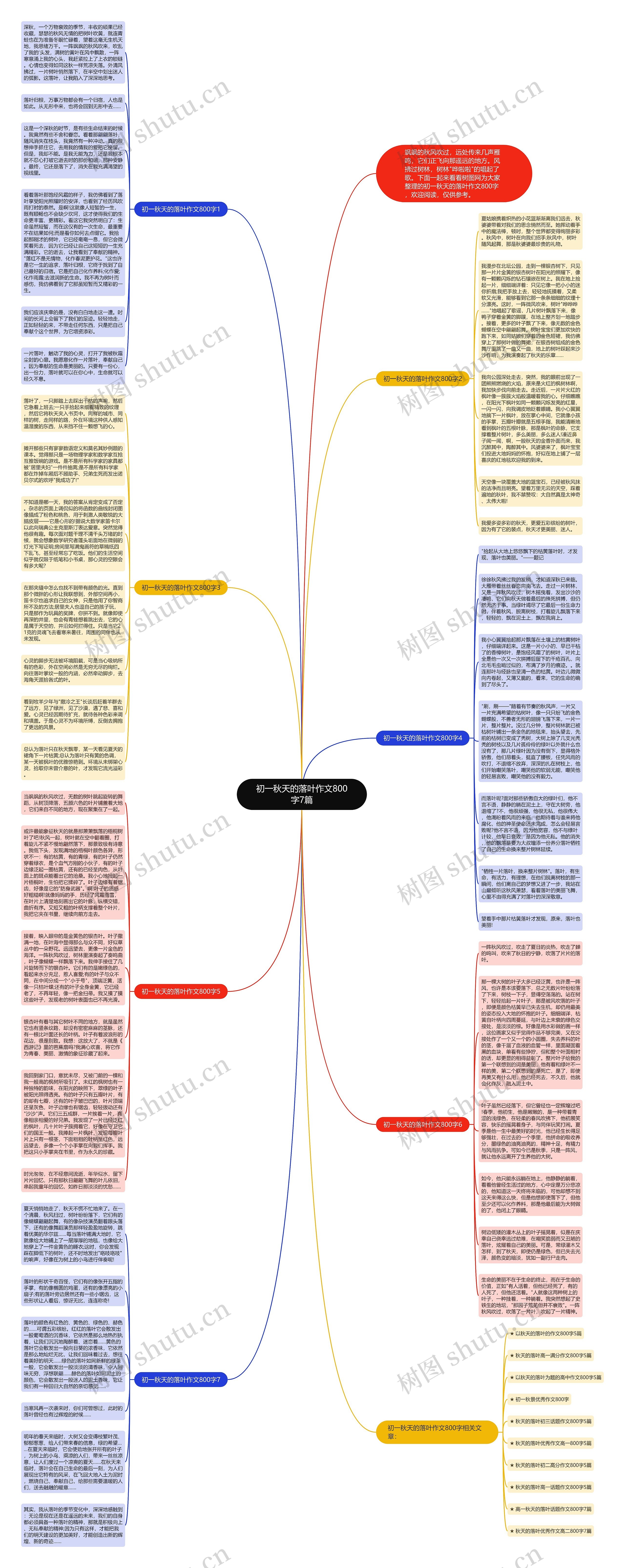 初一秋天的落叶作文800字7篇思维导图
