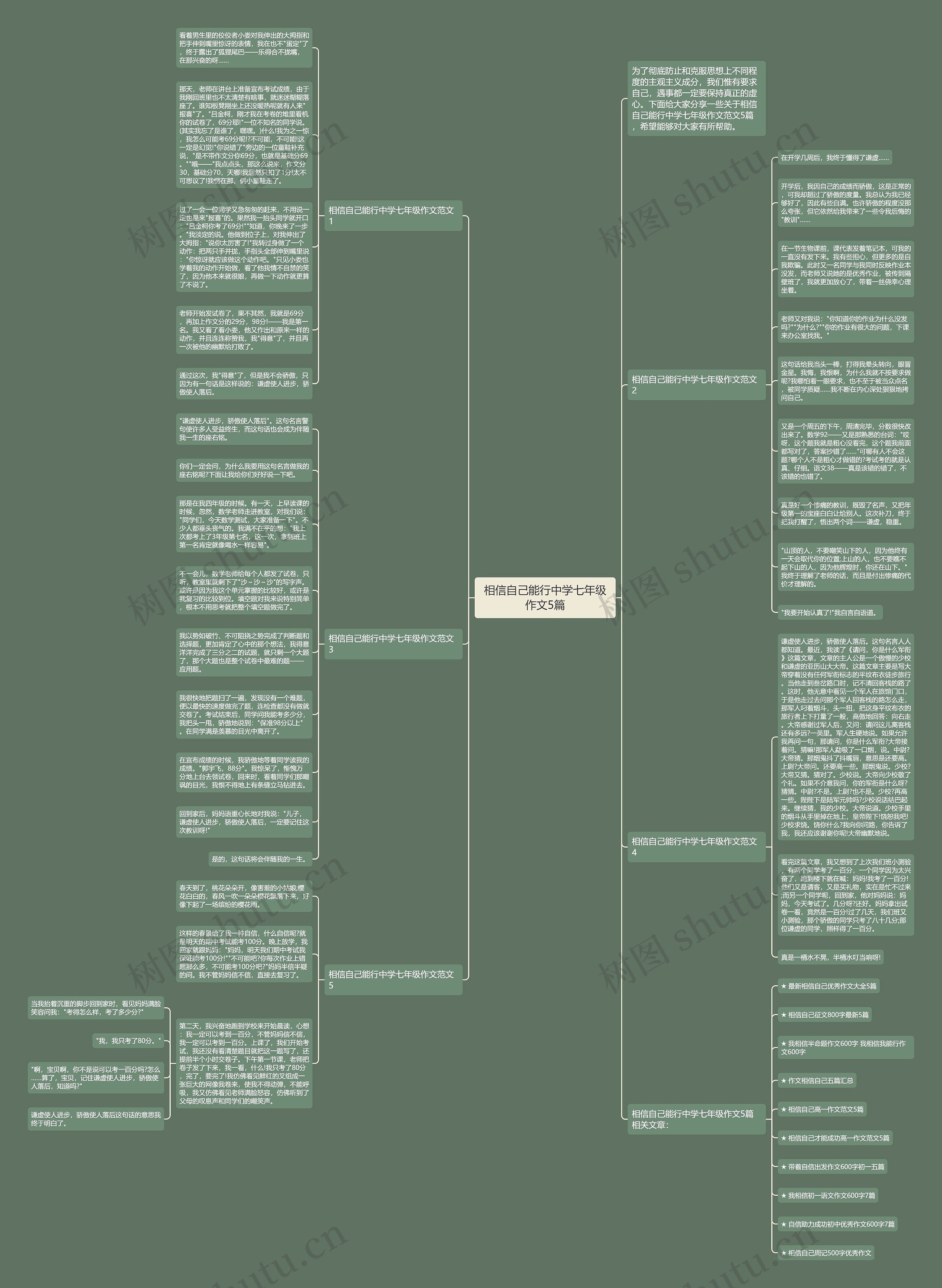 相信自己能行中学七年级作文5篇思维导图