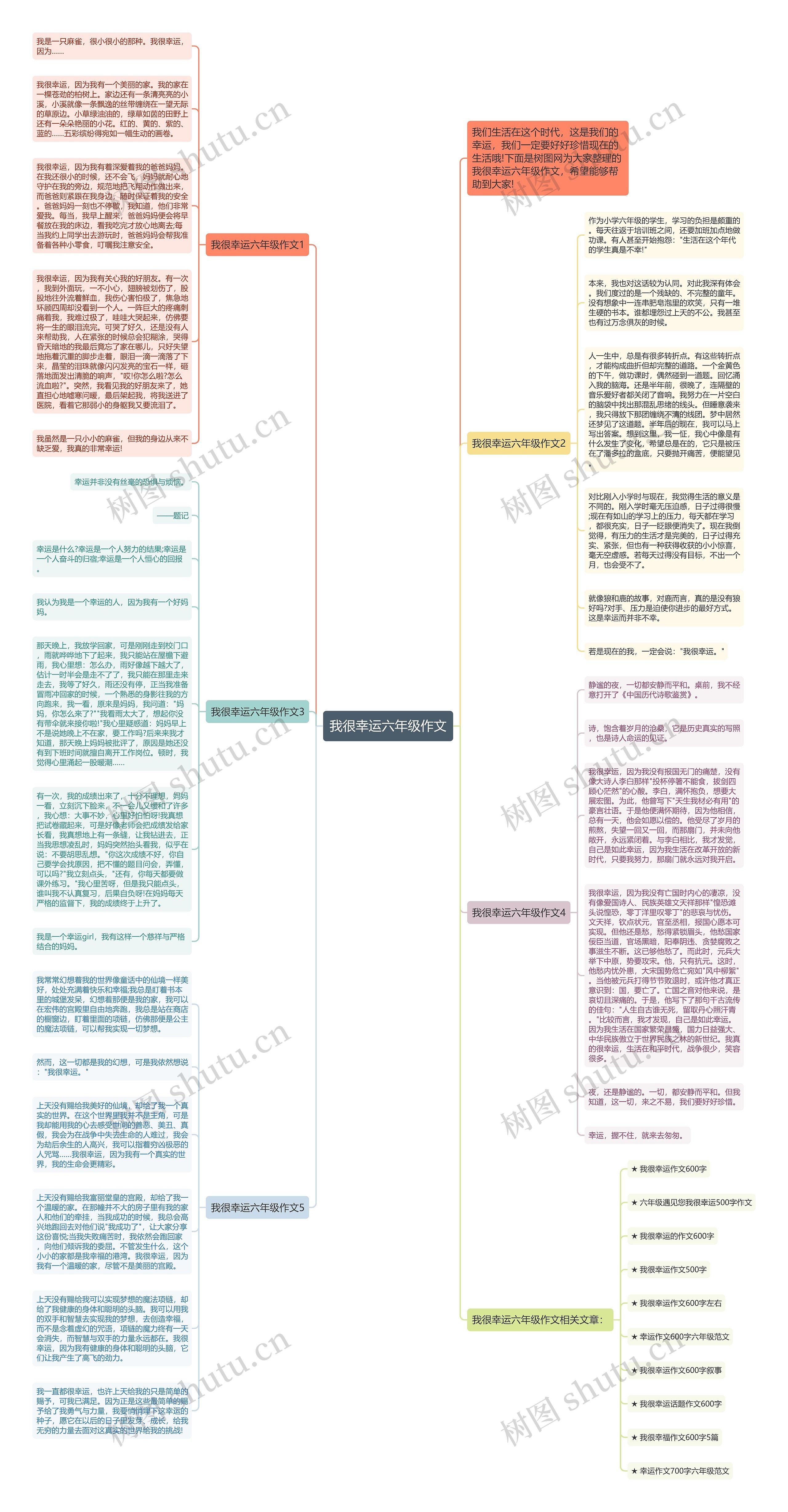 我很幸运六年级作文思维导图