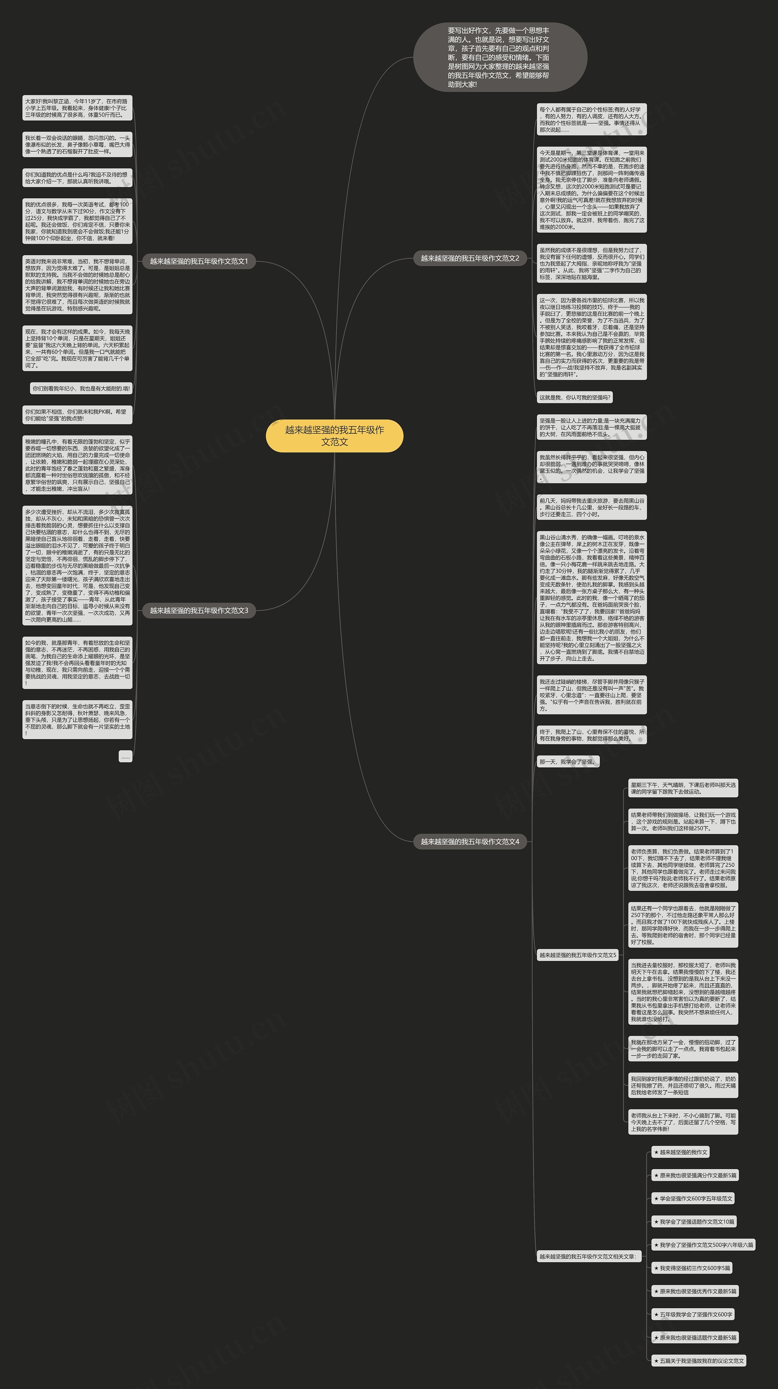 越来越坚强的我五年级作文范文思维导图