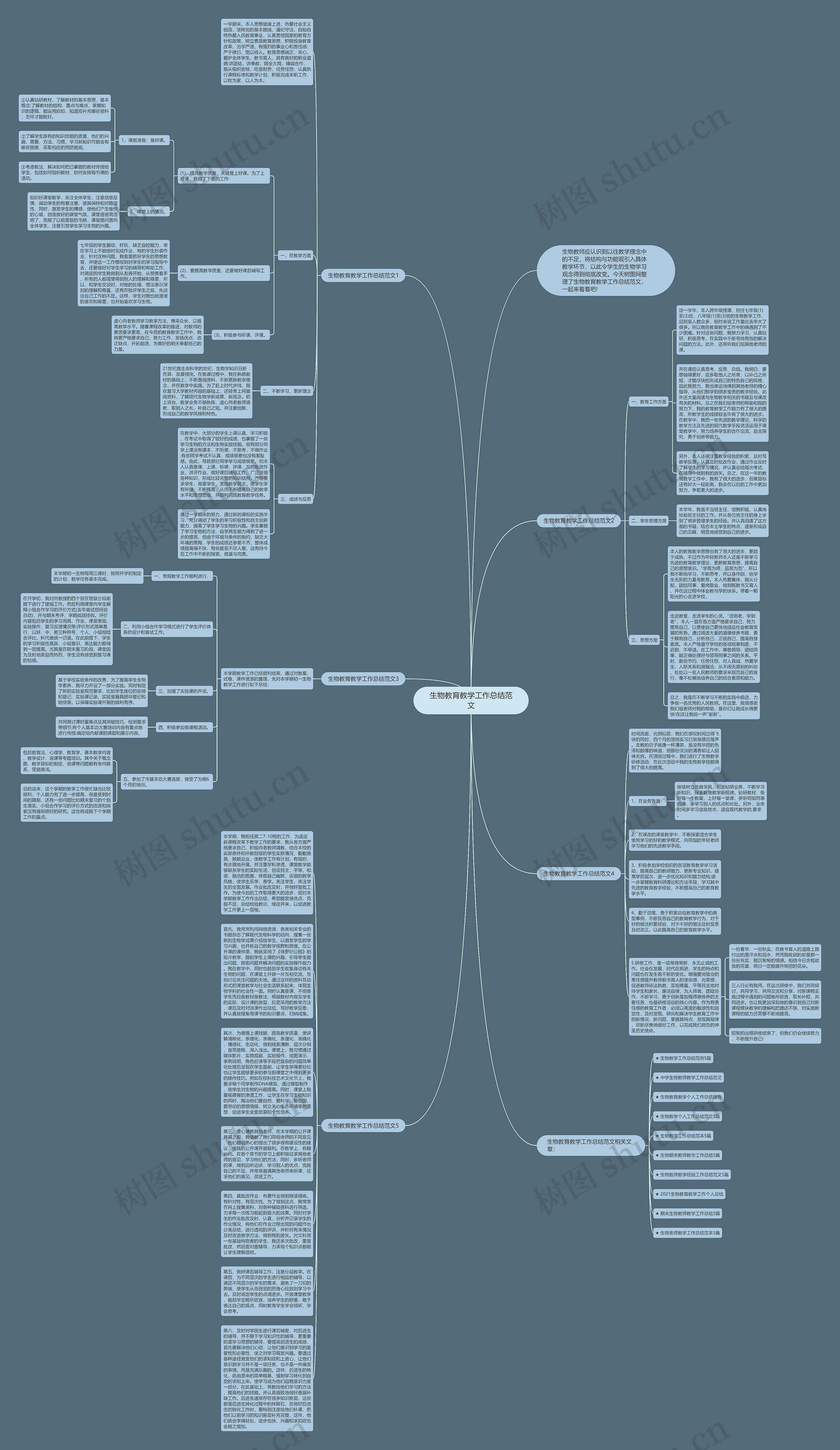生物教育教学工作总结范文思维导图