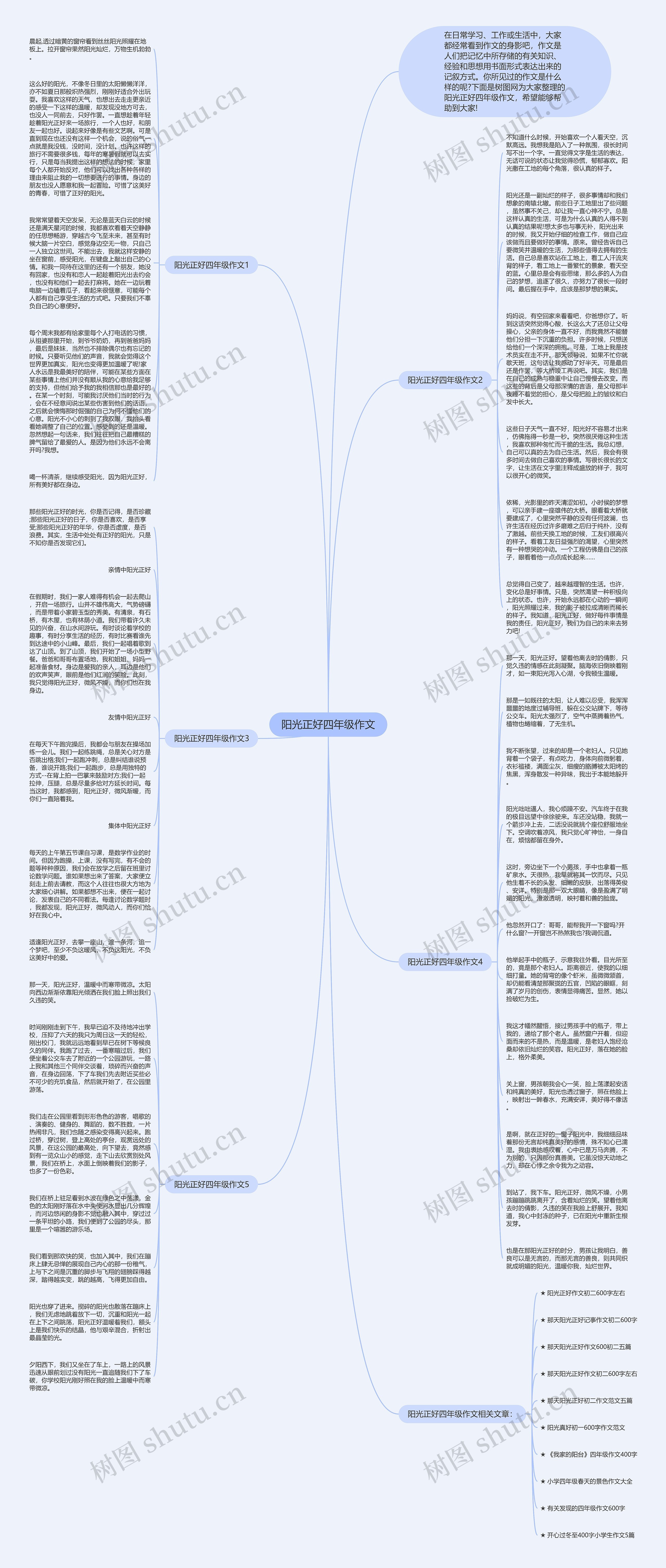 阳光正好四年级作文思维导图