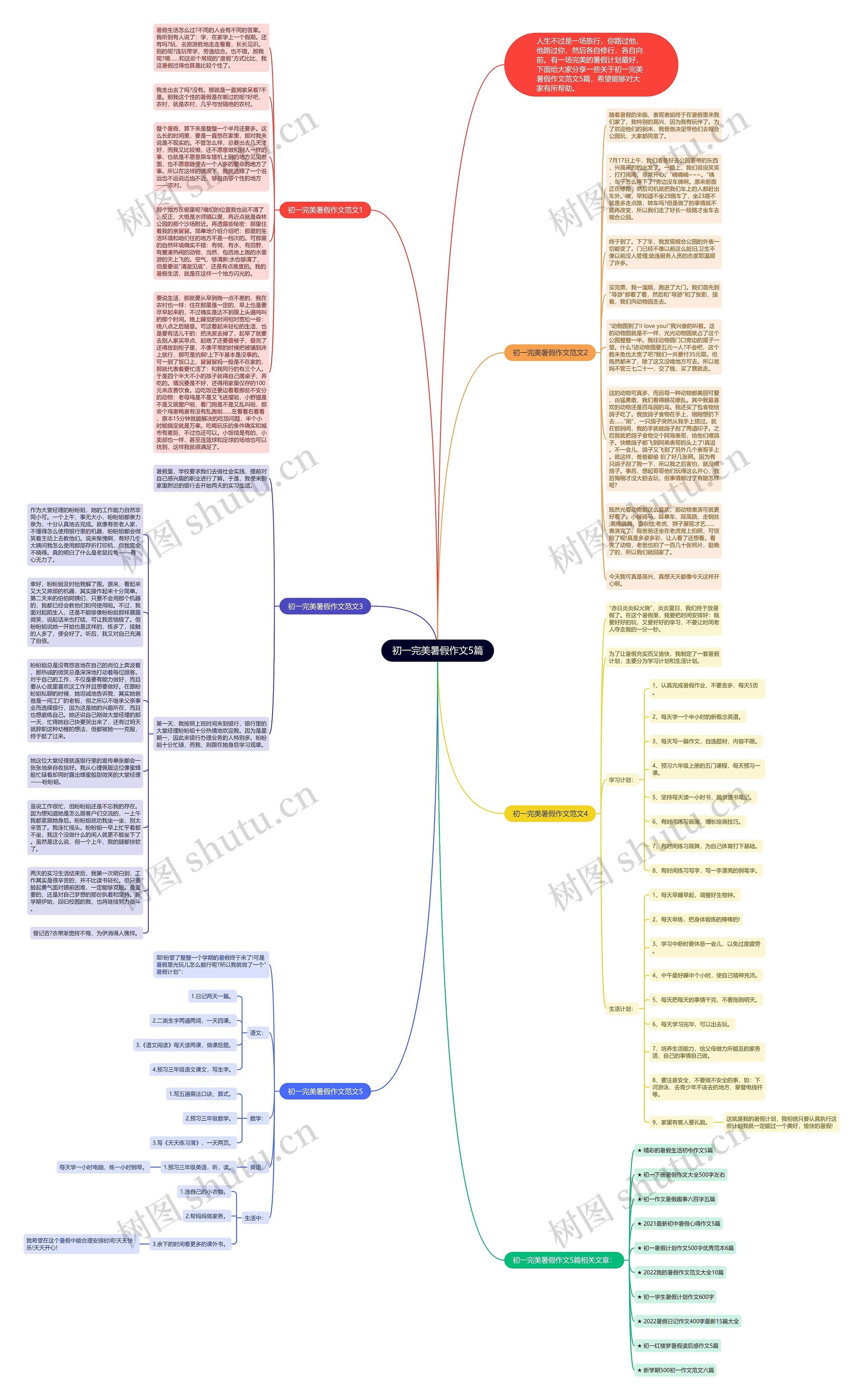 初一完美暑假作文5篇思维导图