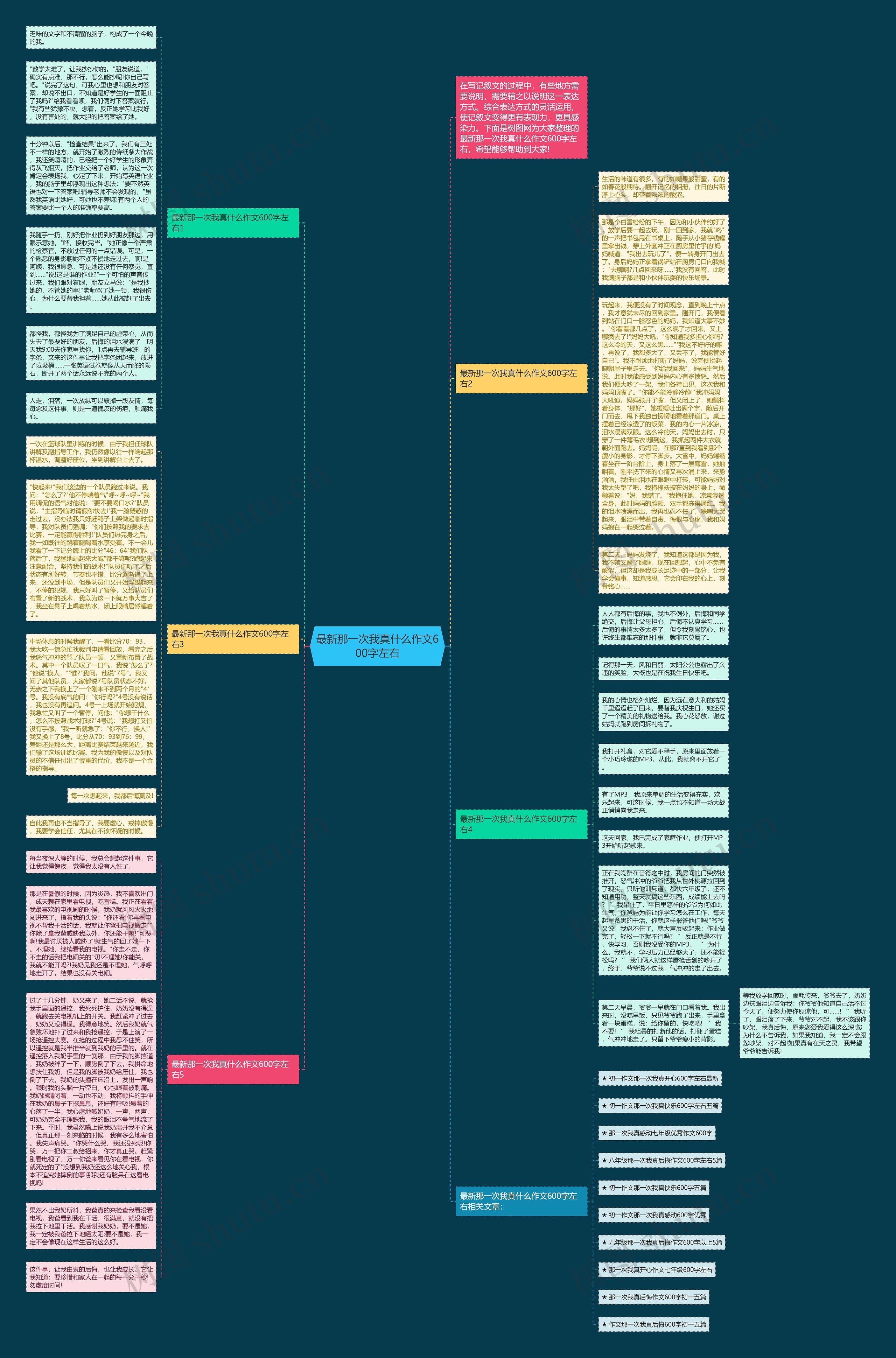 最新那一次我真什么作文600字左右思维导图