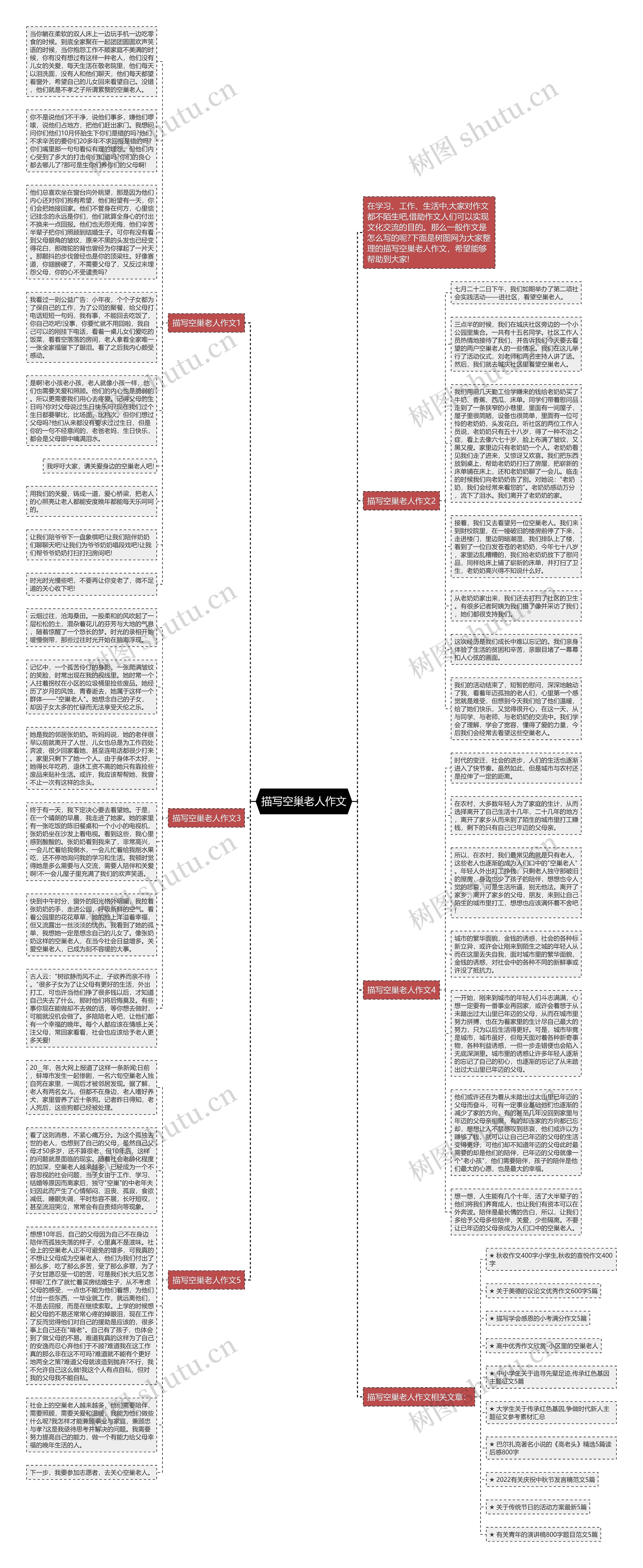 描写空巢老人作文思维导图