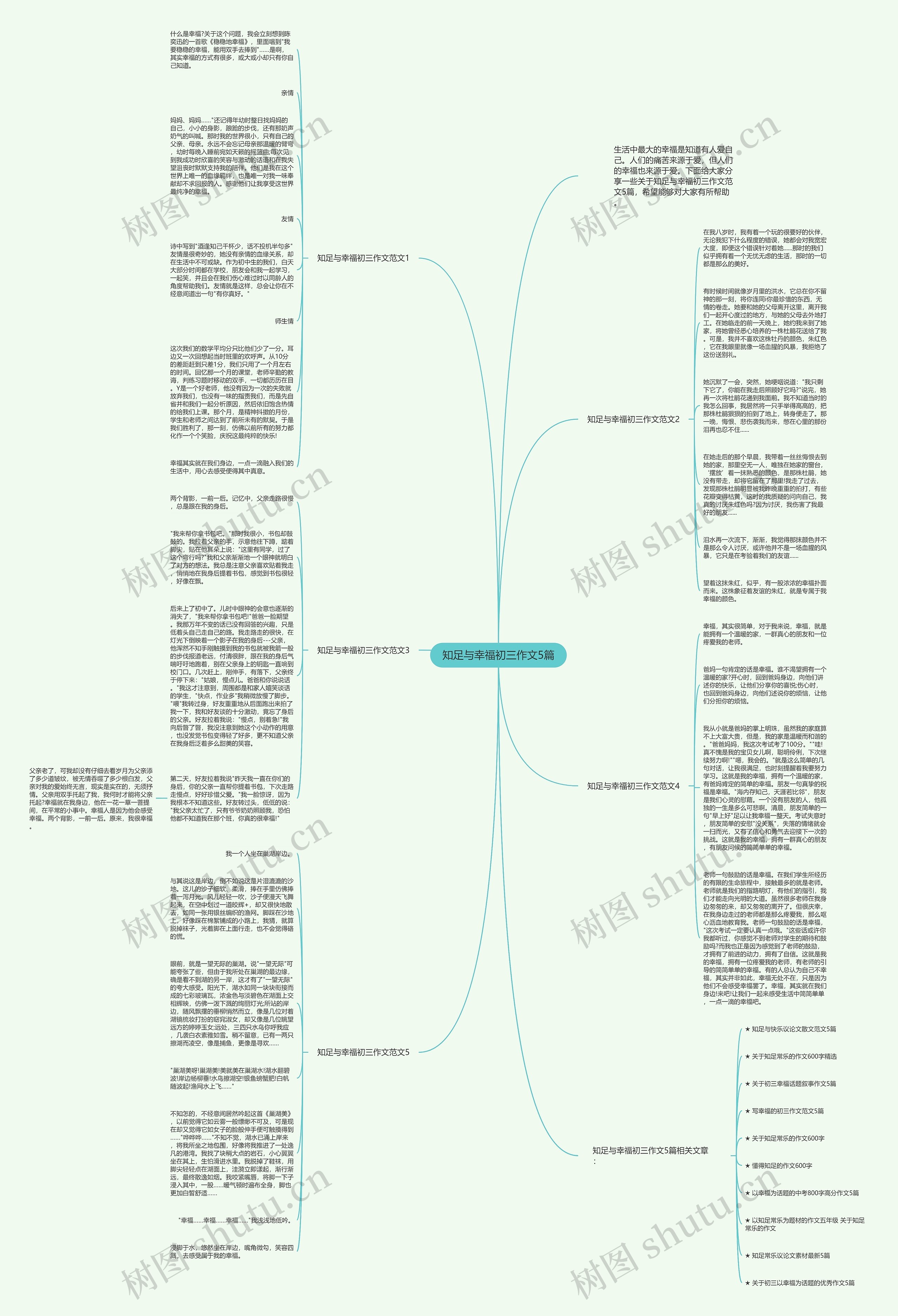 知足与幸福初三作文5篇思维导图