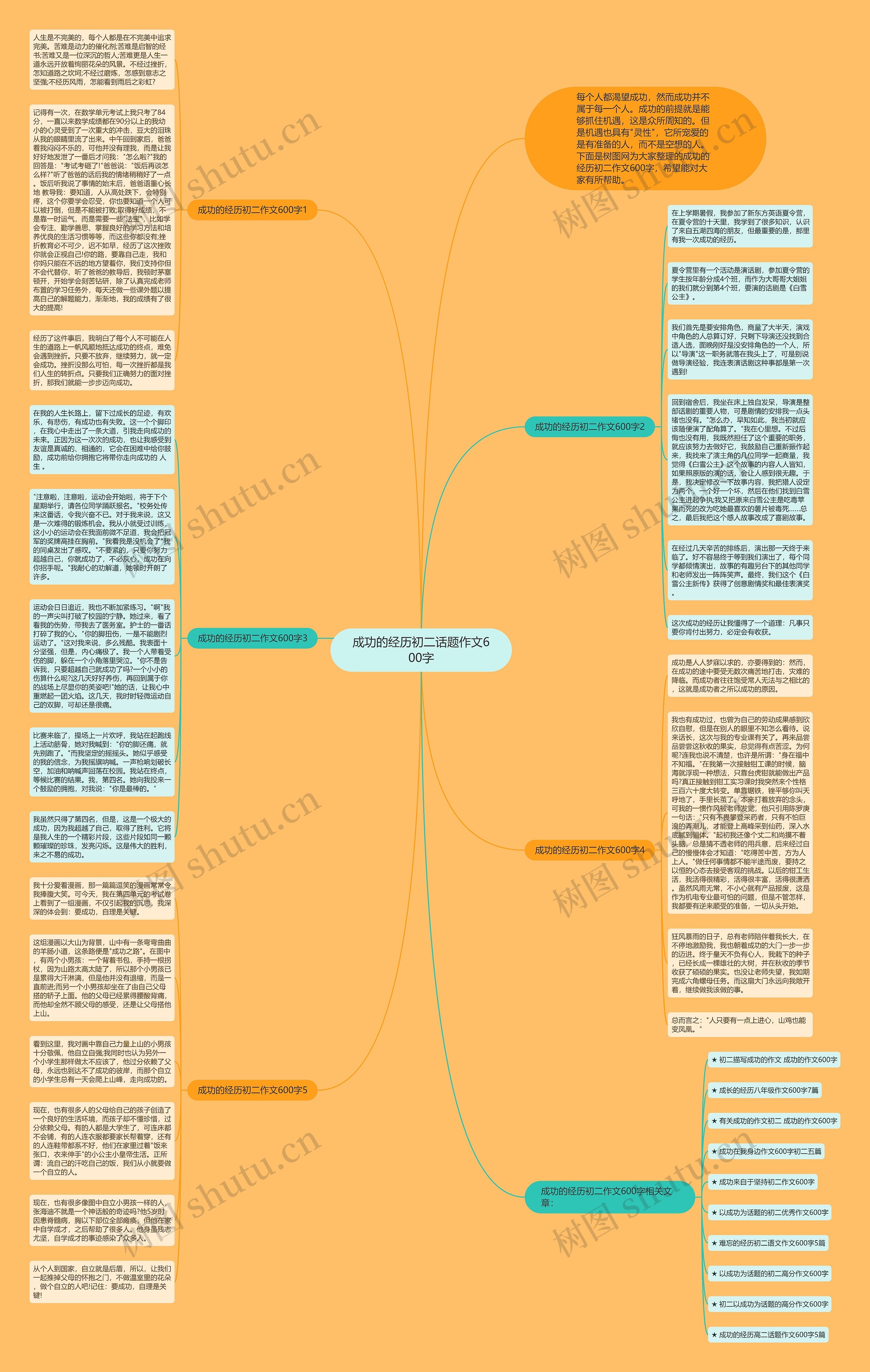 成功的经历初二话题作文600字思维导图