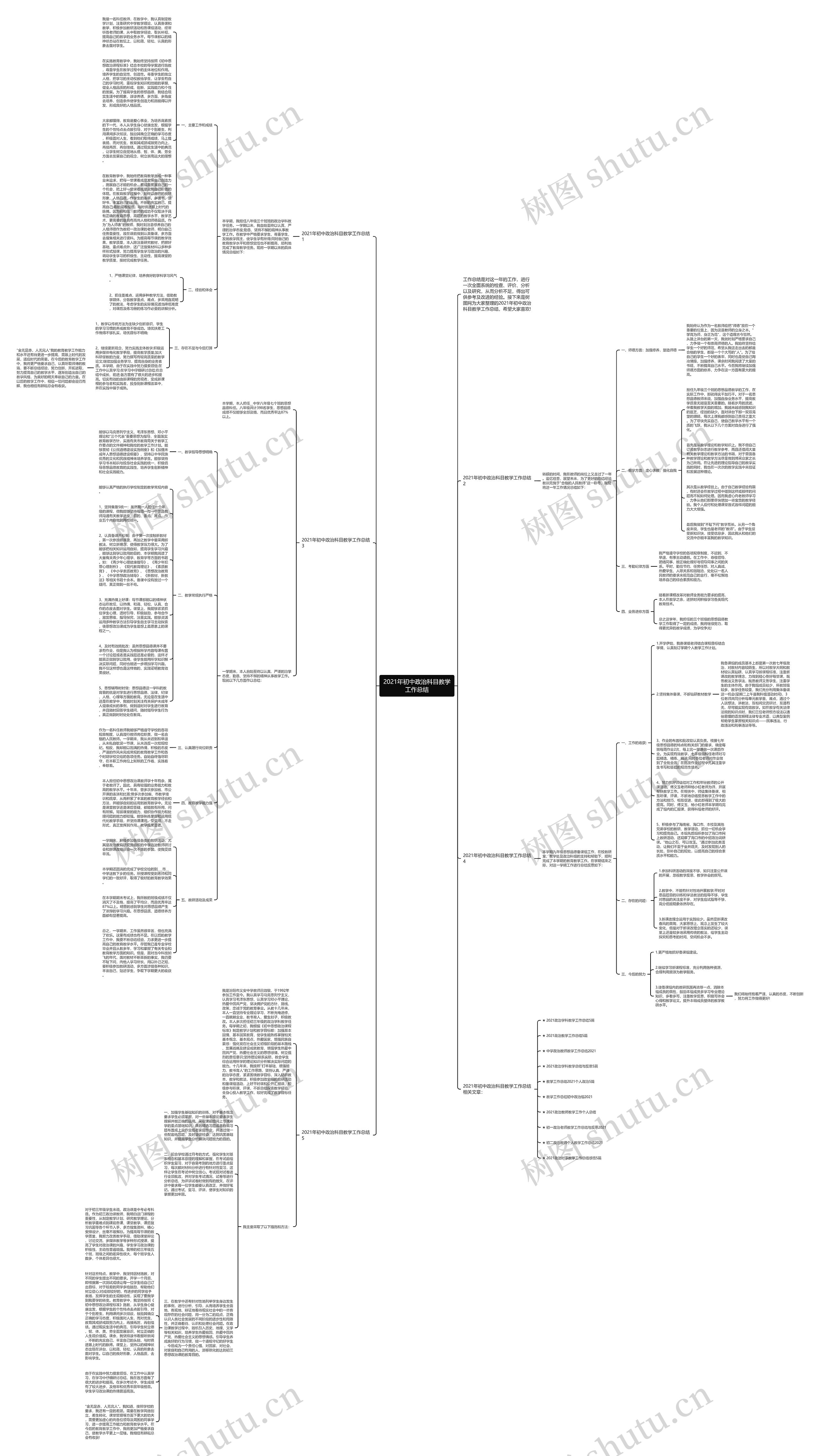 2021年初中政治科目教学工作总结思维导图