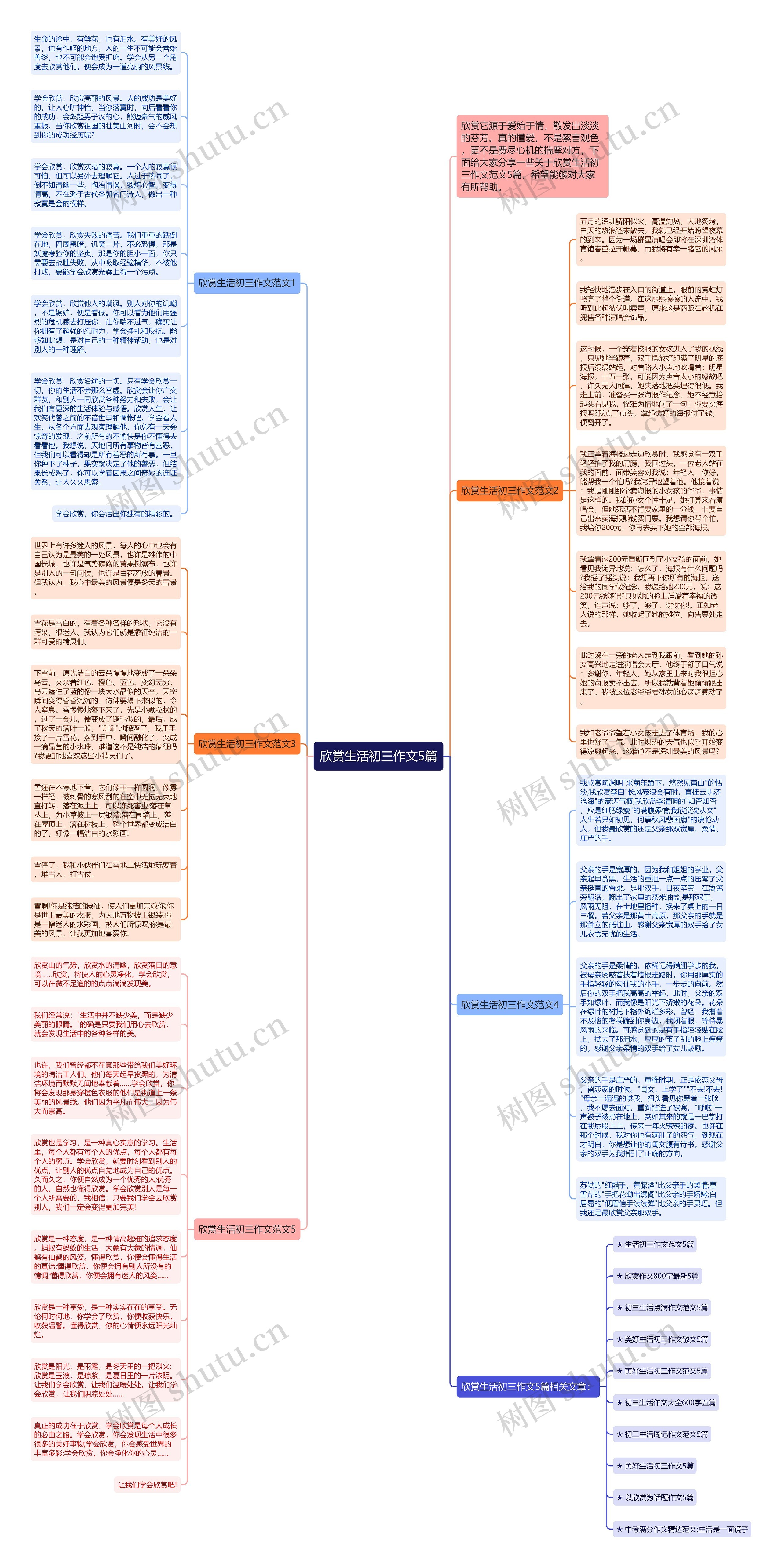 欣赏生活初三作文5篇思维导图