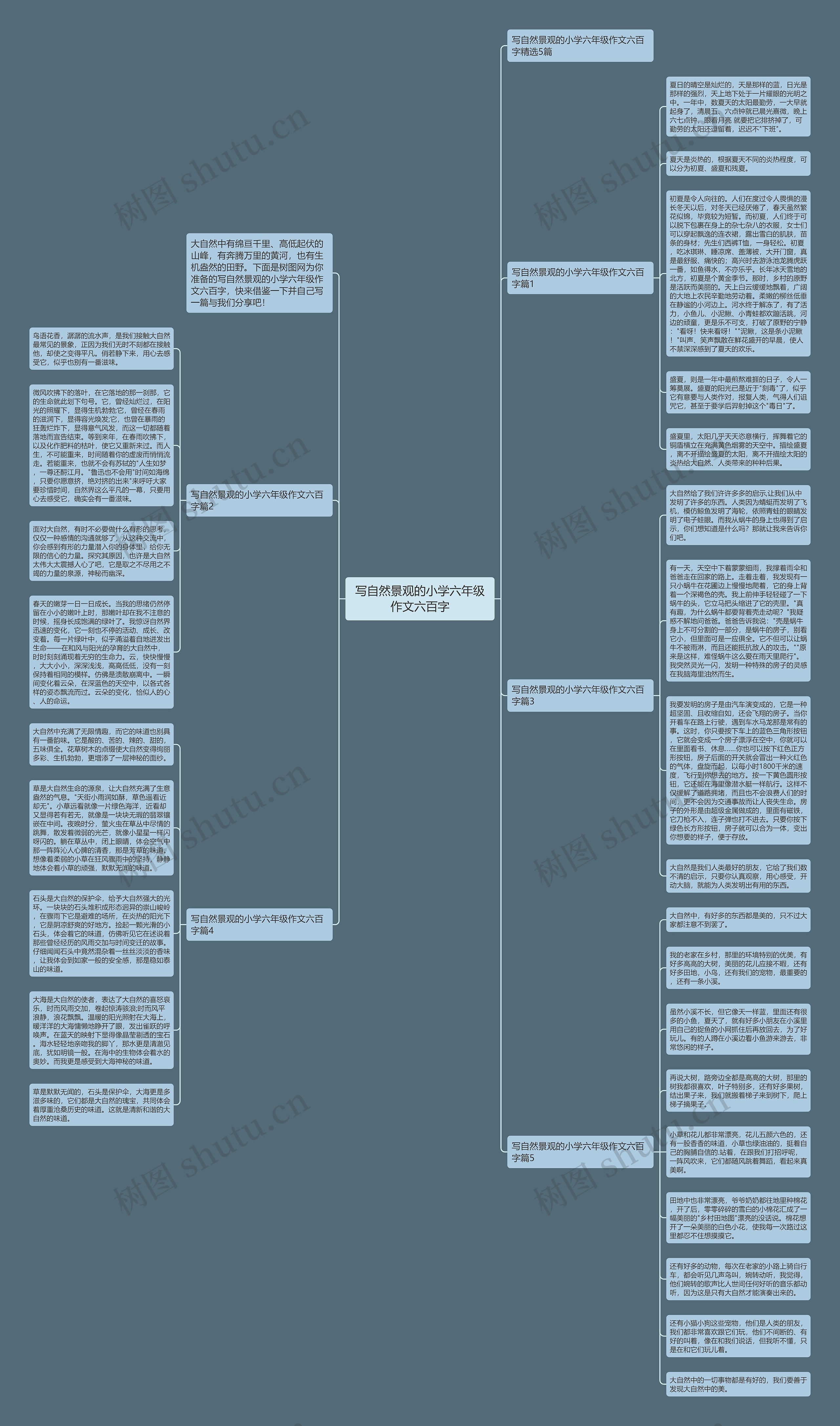 写自然景观的小学六年级作文六百字思维导图