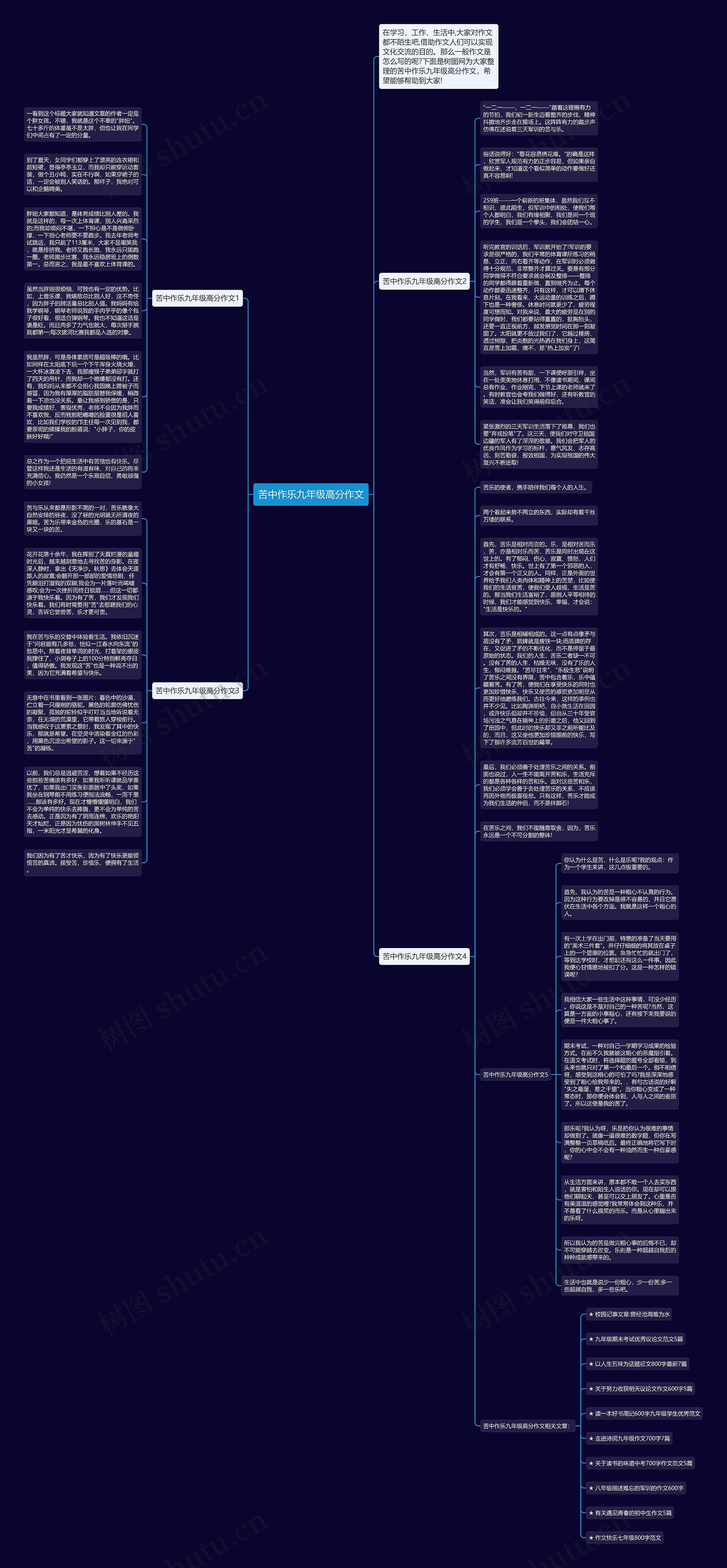 苦中作乐九年级高分作文思维导图