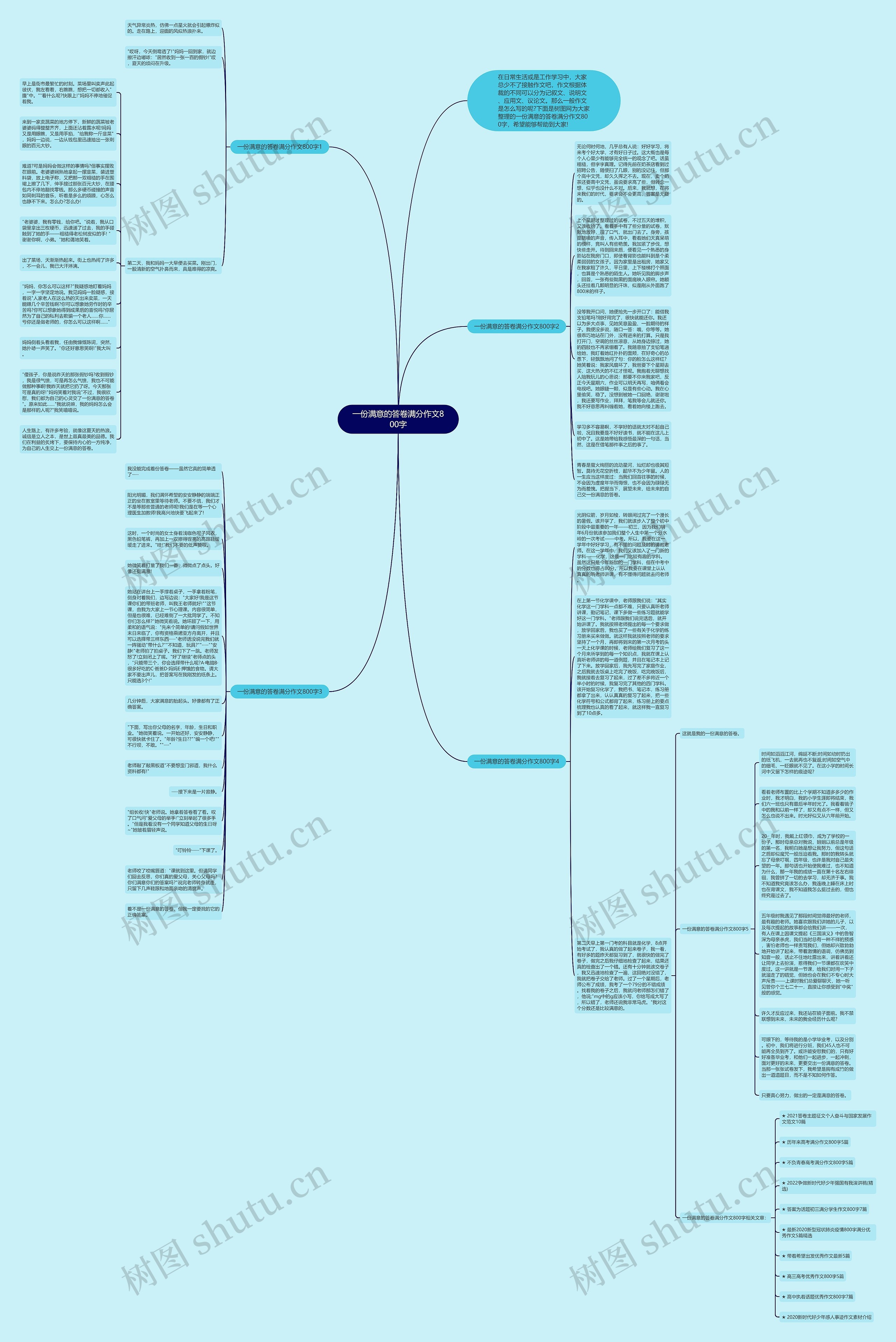 一份满意的答卷满分作文800字思维导图