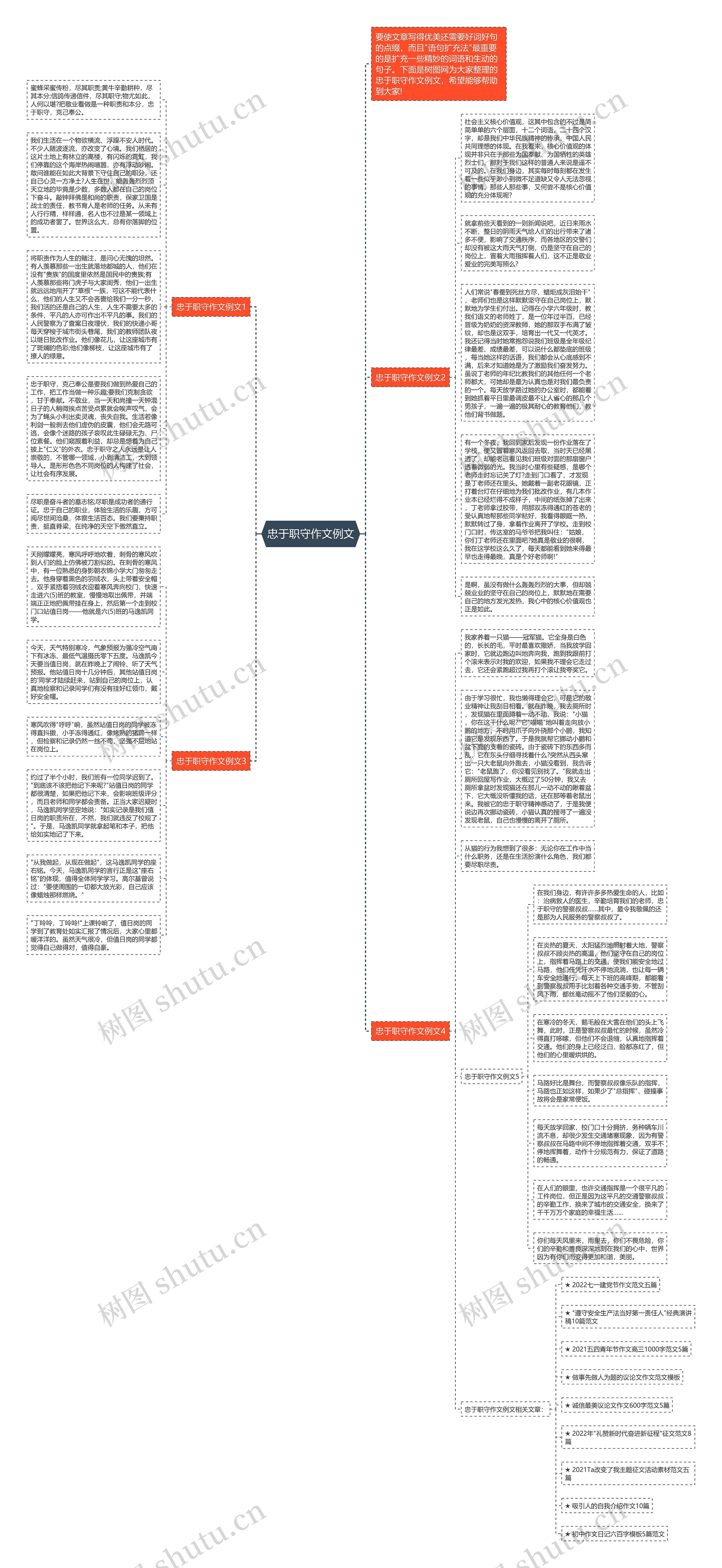 忠于职守作文例文思维导图