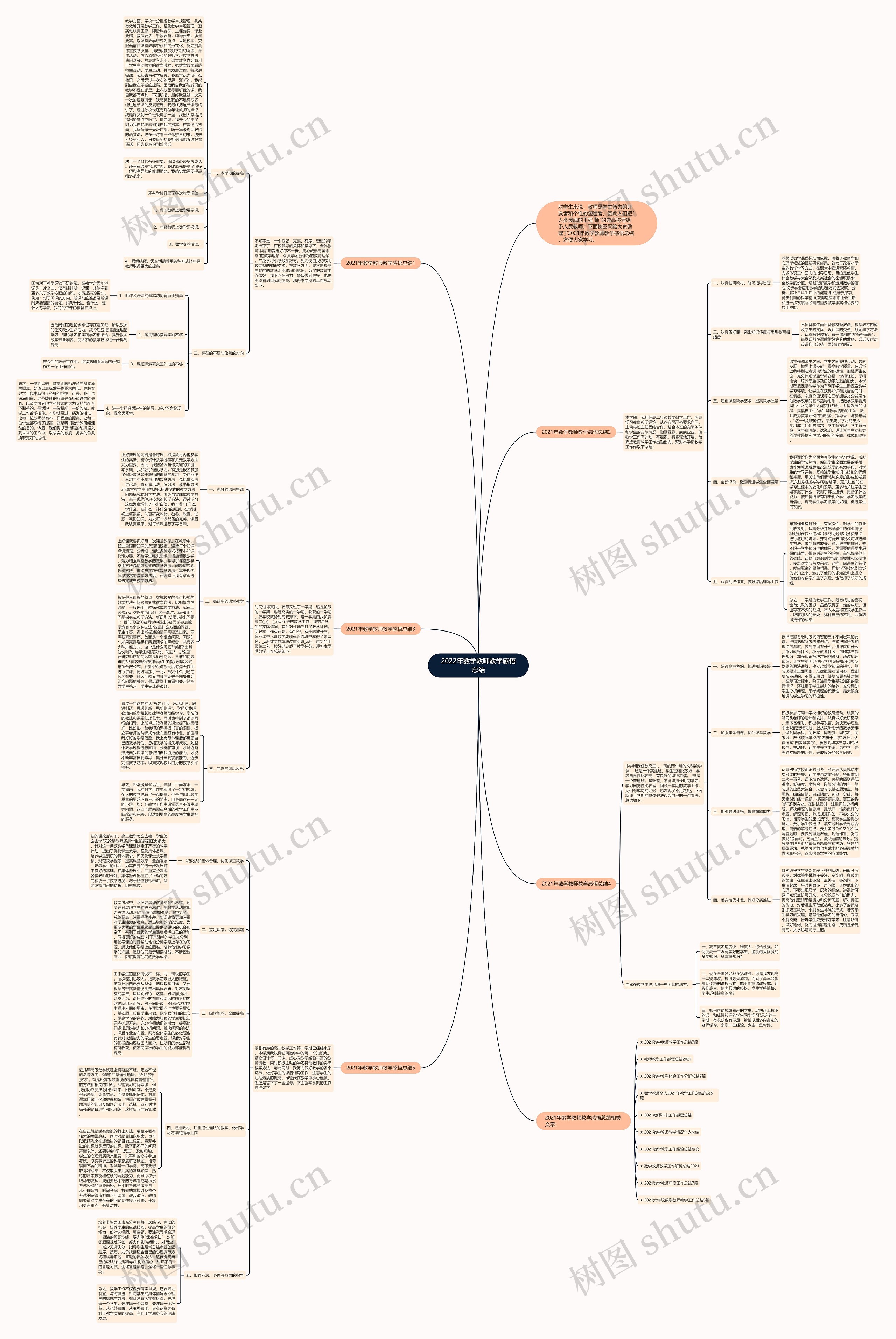 2022年数学教师教学感悟总结思维导图