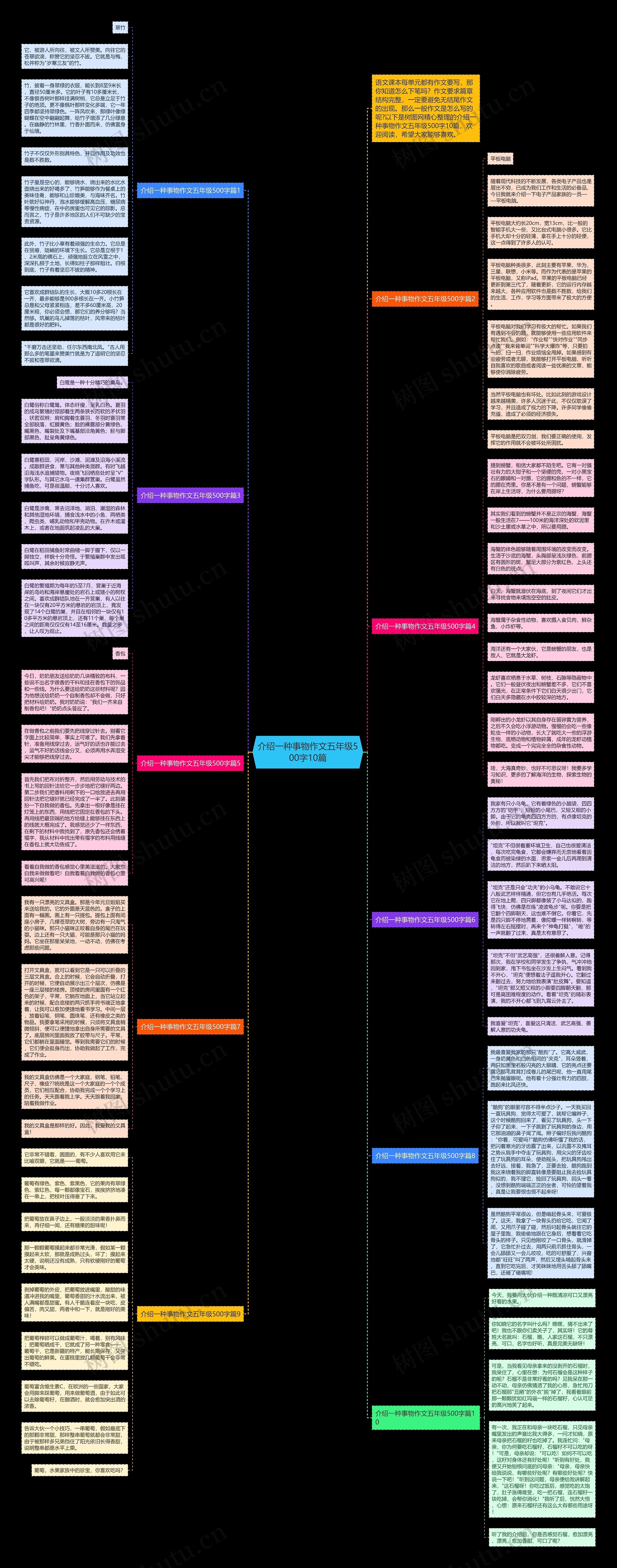 介绍一种事物作文五年级500字10篇思维导图