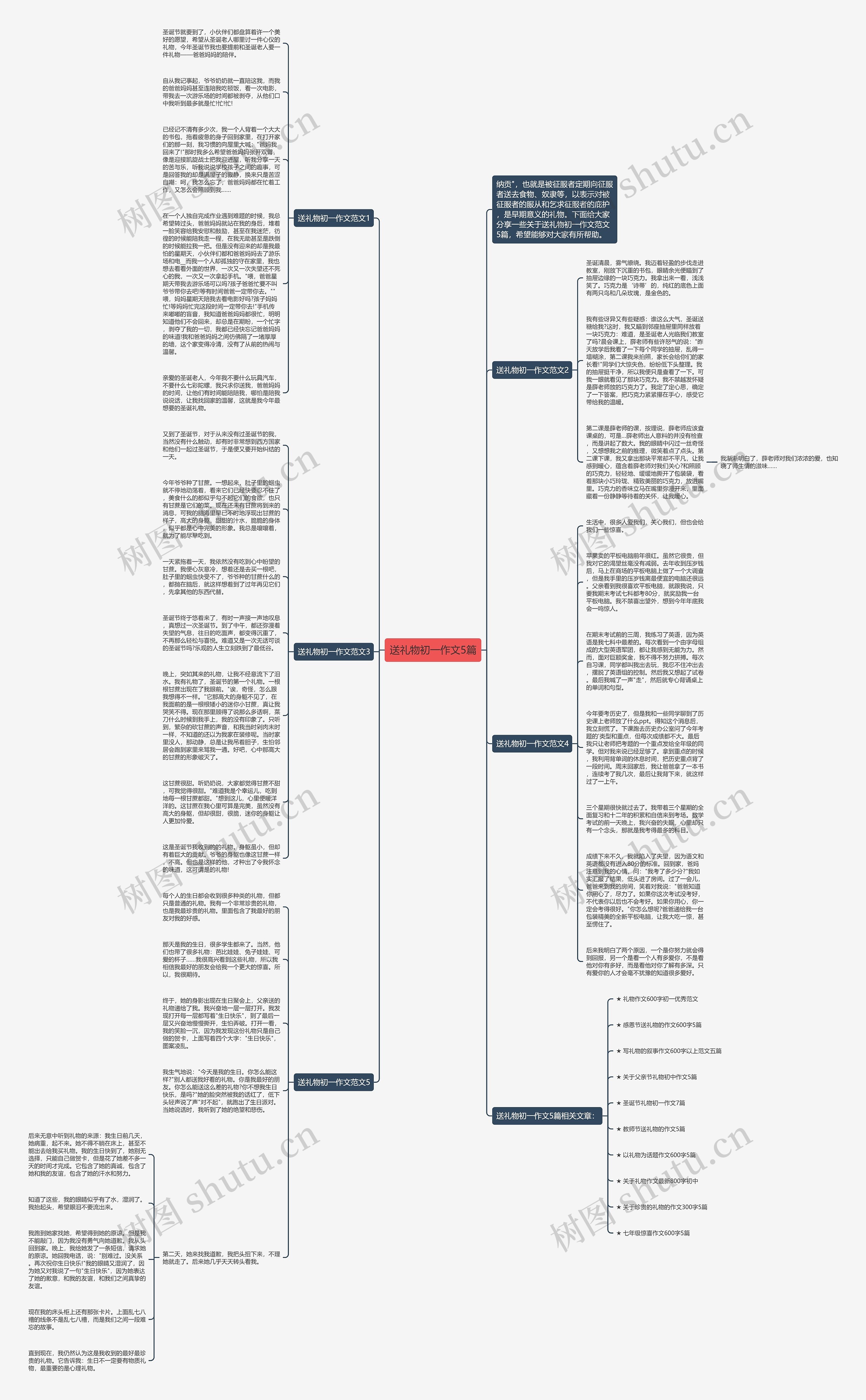 送礼物初一作文5篇思维导图