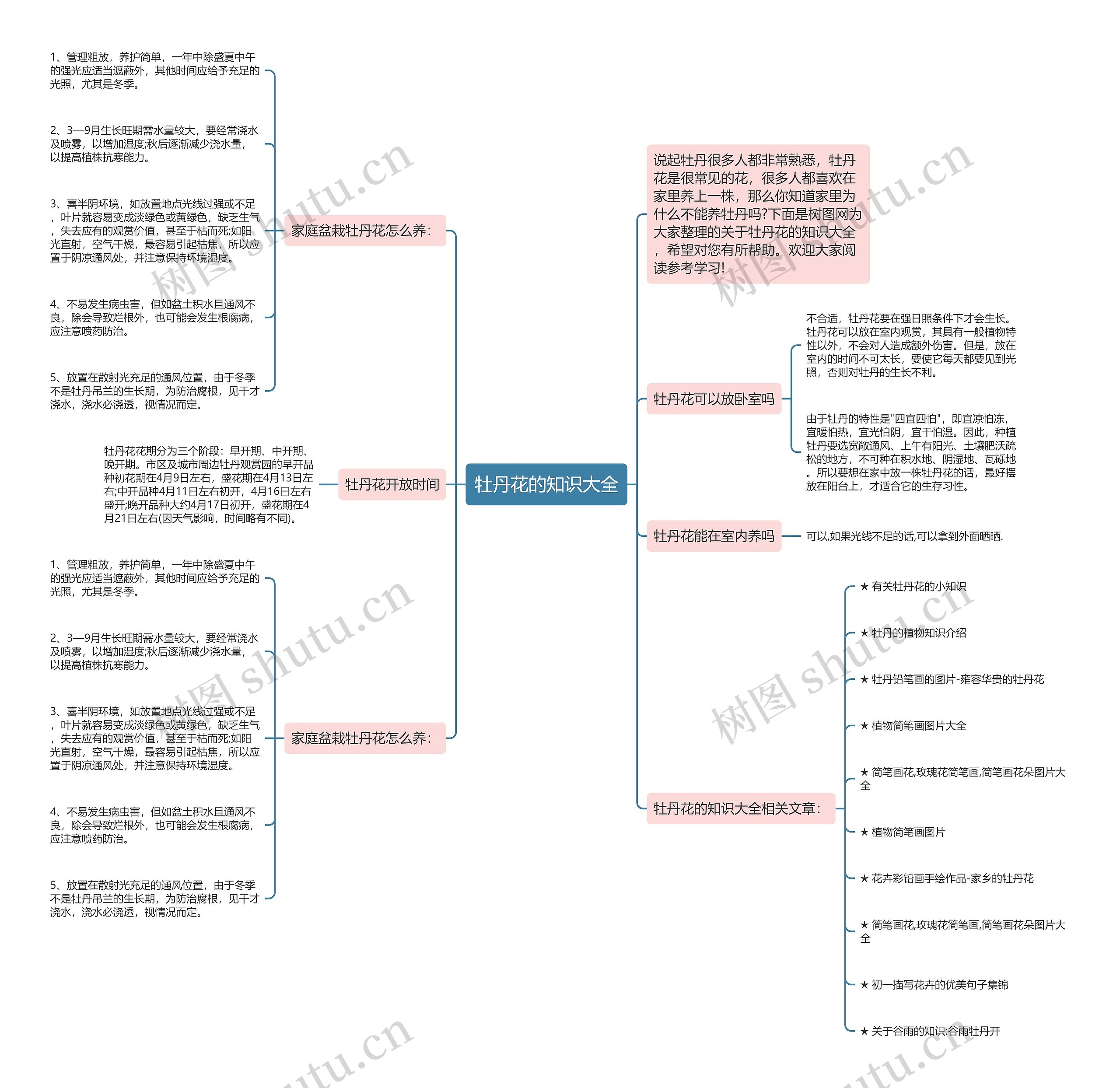 牡丹花的知识大全思维导图