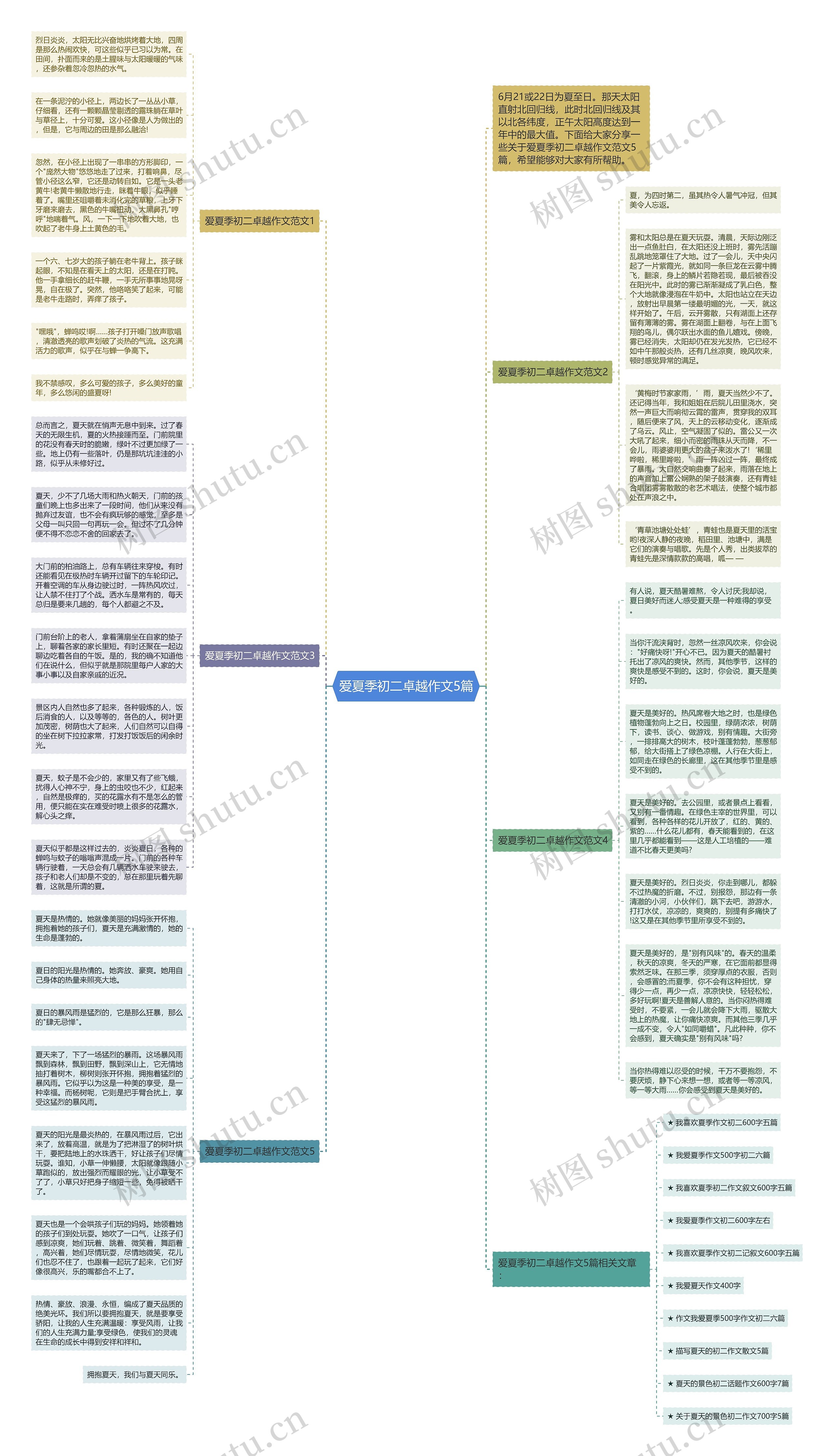 爱夏季初二卓越作文5篇思维导图