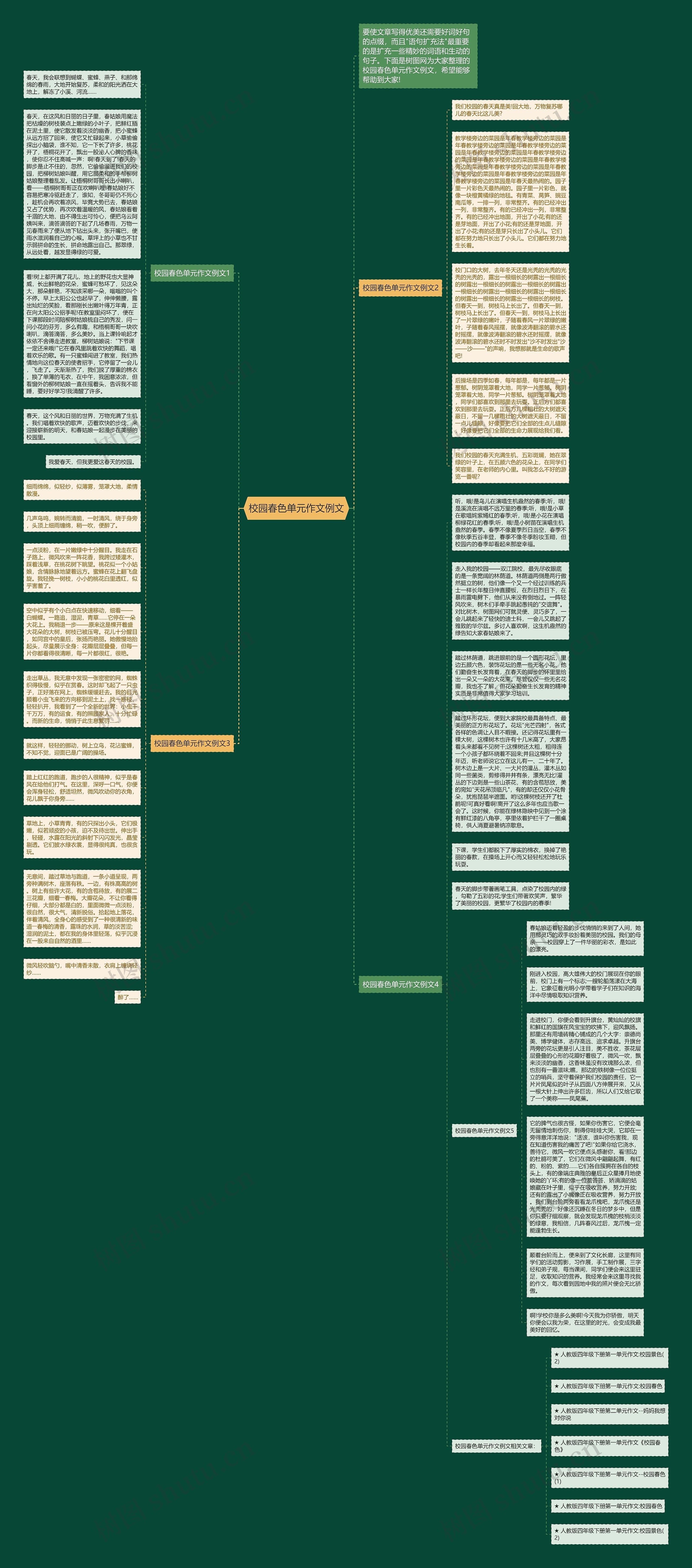 校园春色单元作文例文思维导图