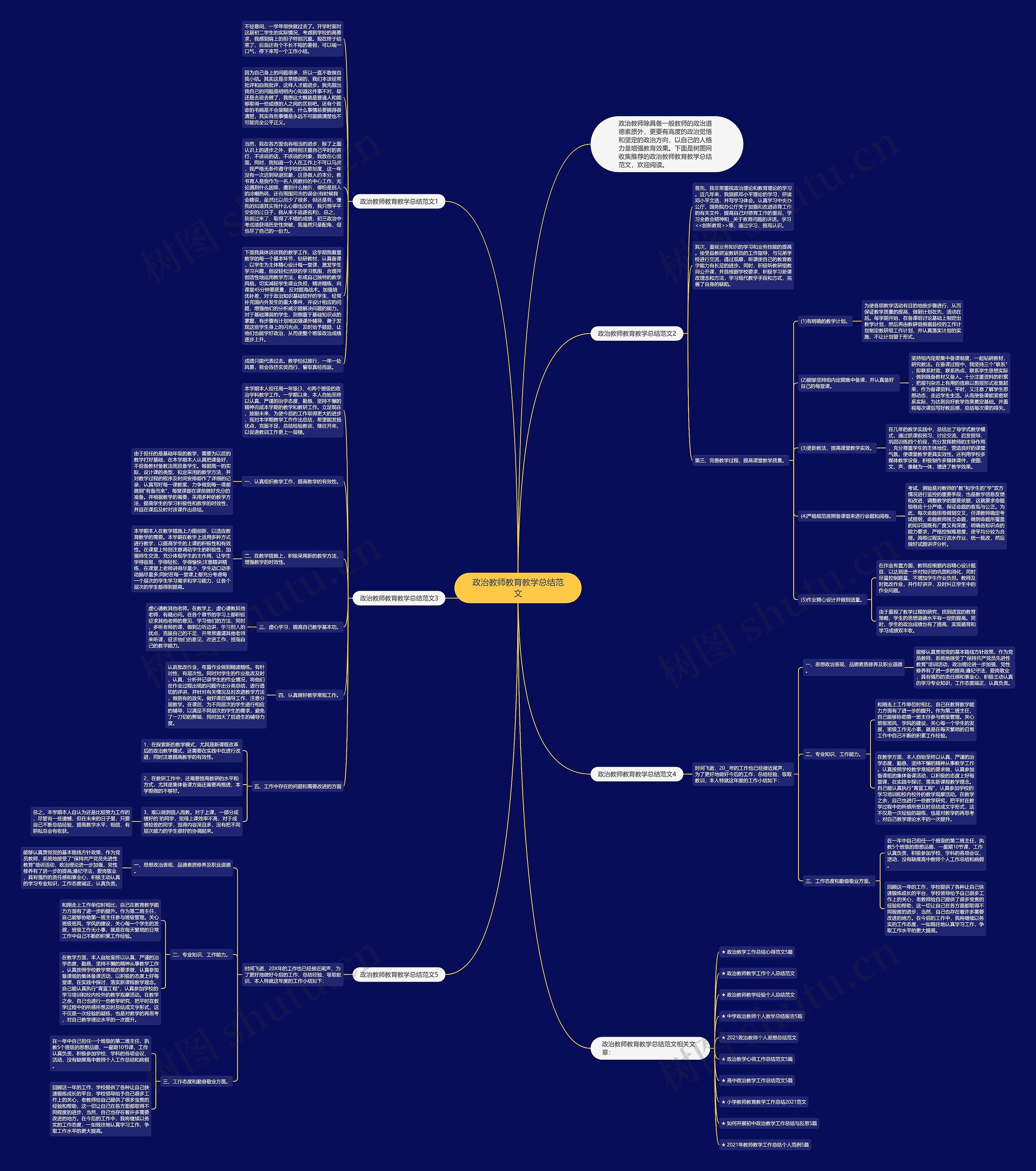 政治教师教育教学总结范文思维导图